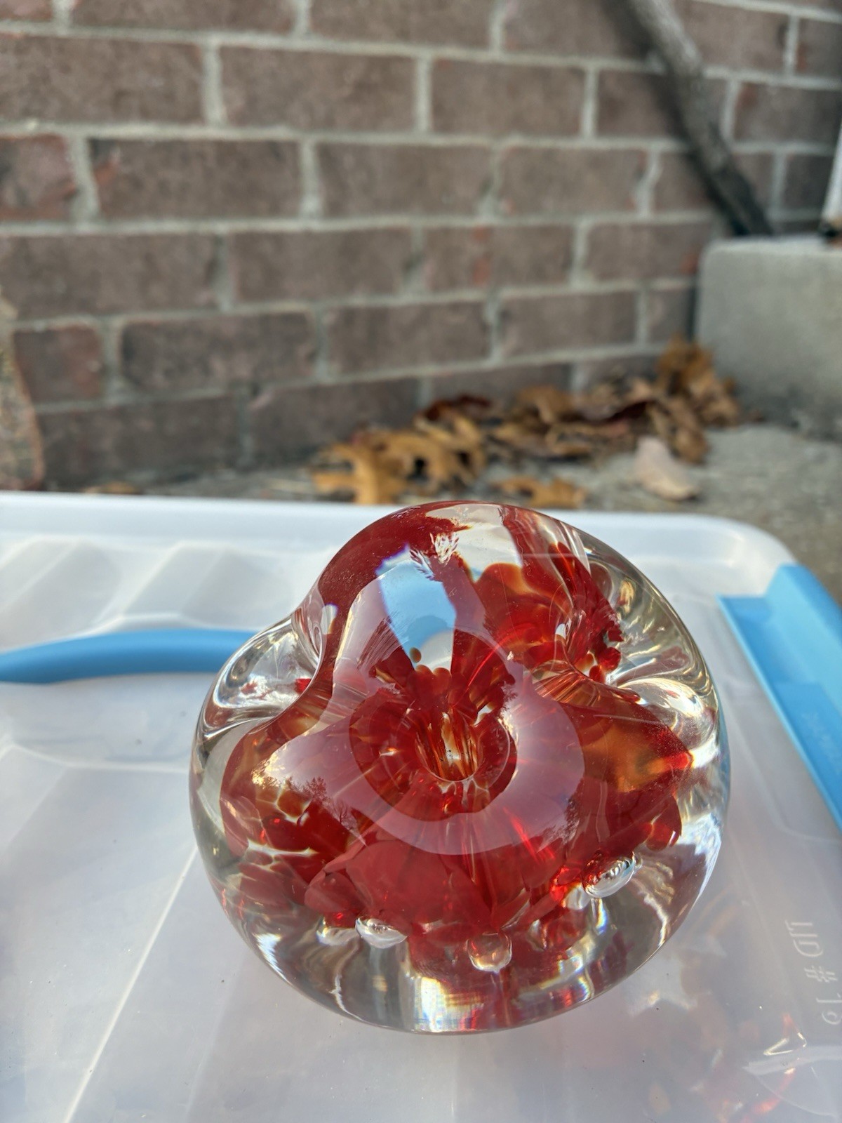 Zimmerman Art Glass Paper Weight Signed and Dated Red