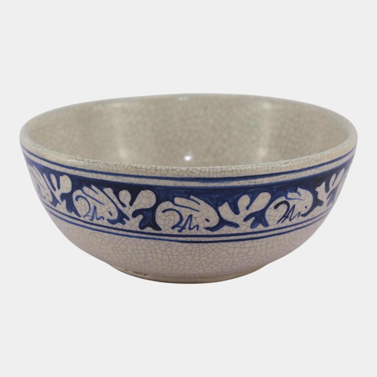 Dedham Pottery 1929-1943 Arts And Crafts Blue White Rabbit Large Ceramic Bowl
