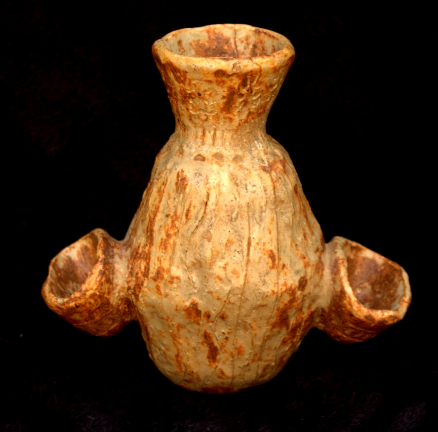 Studio Pottery Bud Vase Organic Modern Form Cradle Handles Signed Gallant VTG