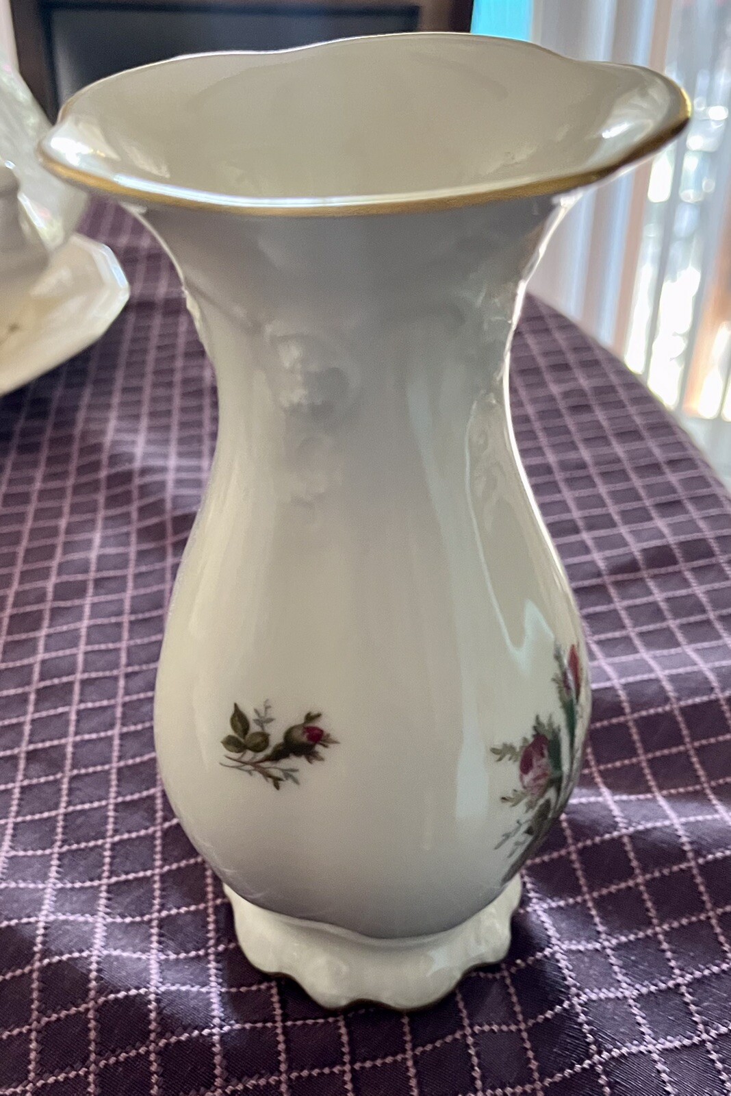 MOLIERE ROSENTHAL CONTINENTAL GERMANY MOSS ROSE VASE 5 3/4″ PINK ROSE BUDS