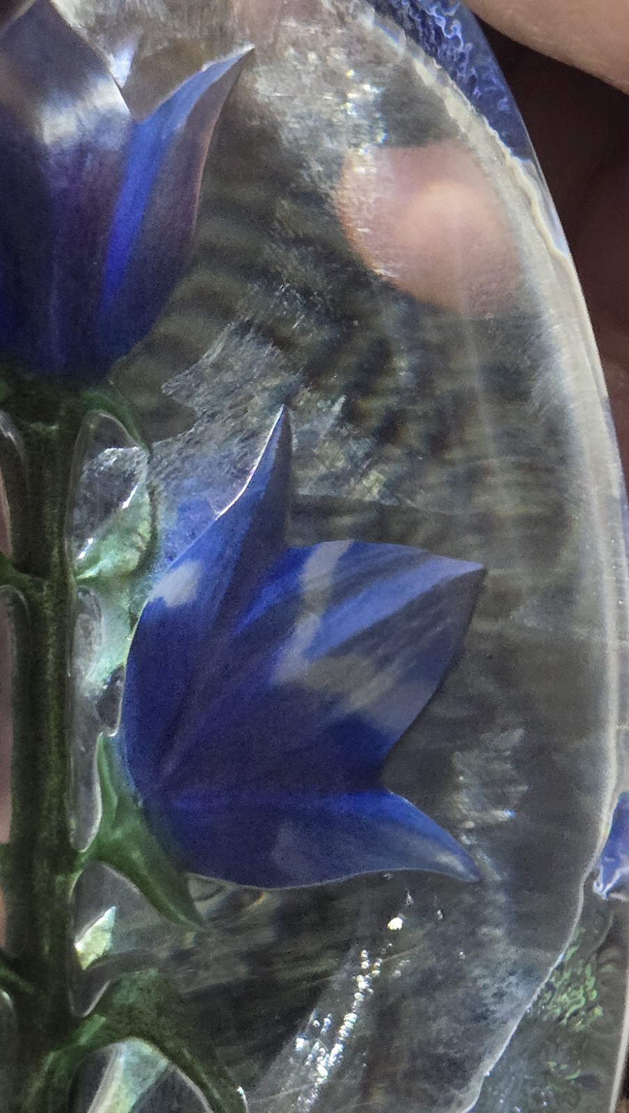 Crystal w/ Blue Flowers By Mats Jonasson Sweden Signed And Numbered Collectible