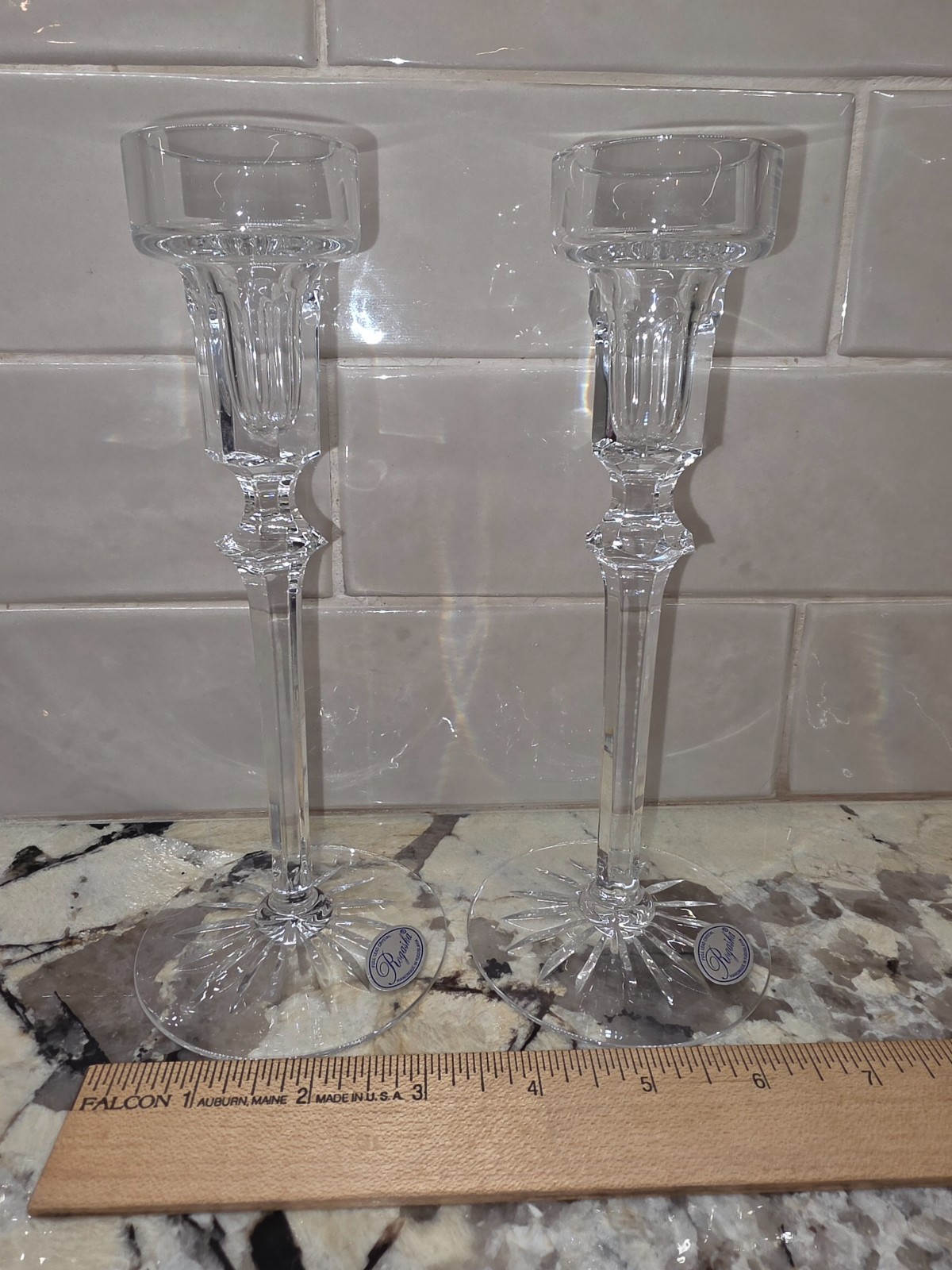 Vintage Pair Cut Crystal Candle Holders Miller Rogaska “Richmond” Discontinued