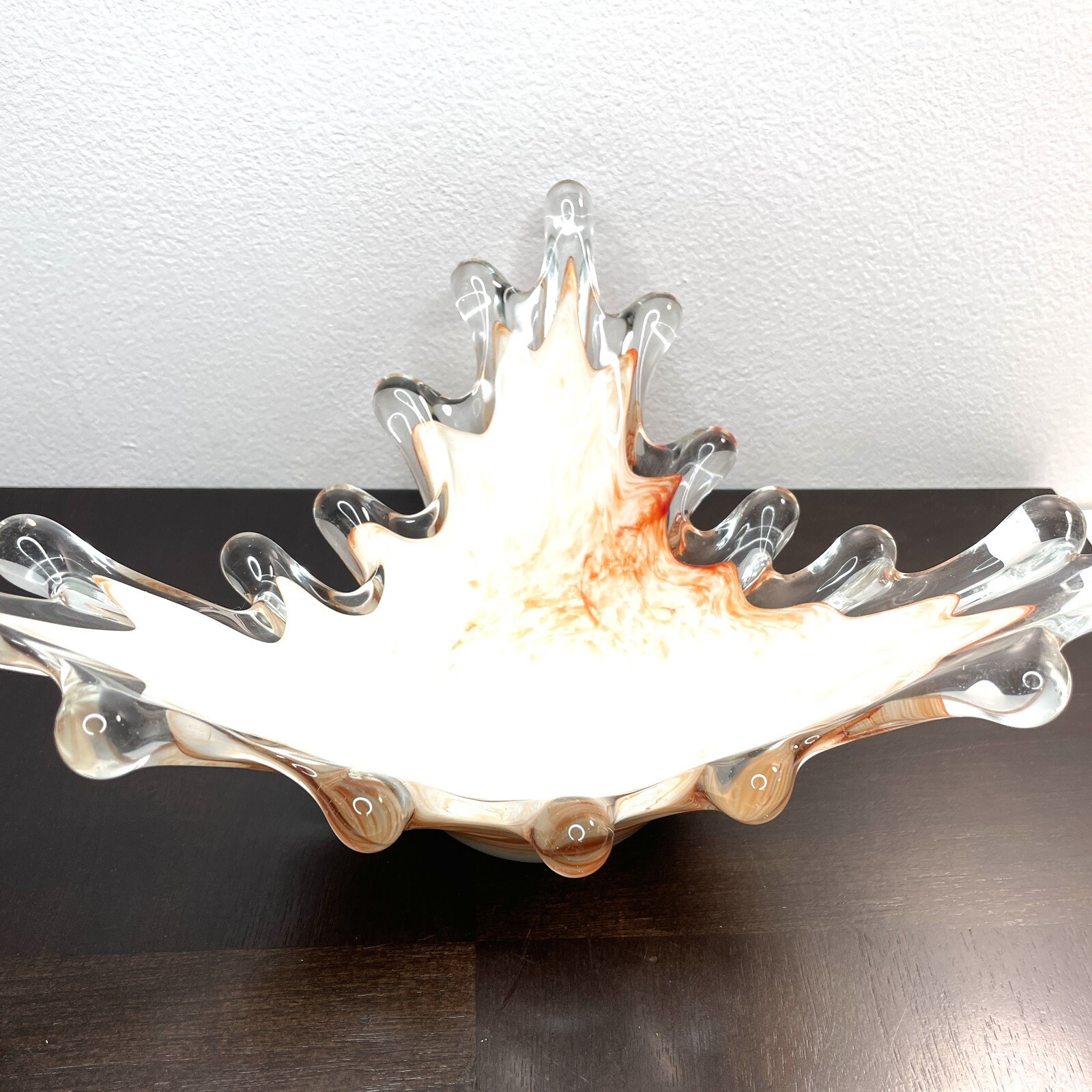 Kirch Art Glass Ukraine Bowl Vase Swirled Hand Blown Peach