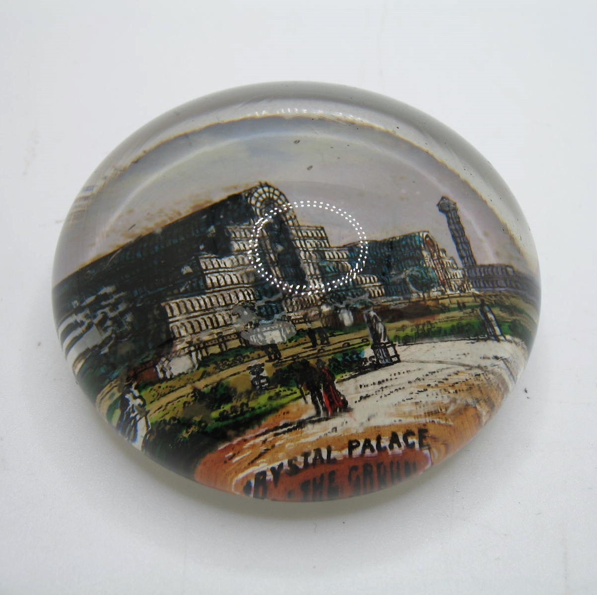 Rare Victorian Crystal Palace London souvenir glass paperweight c1880s