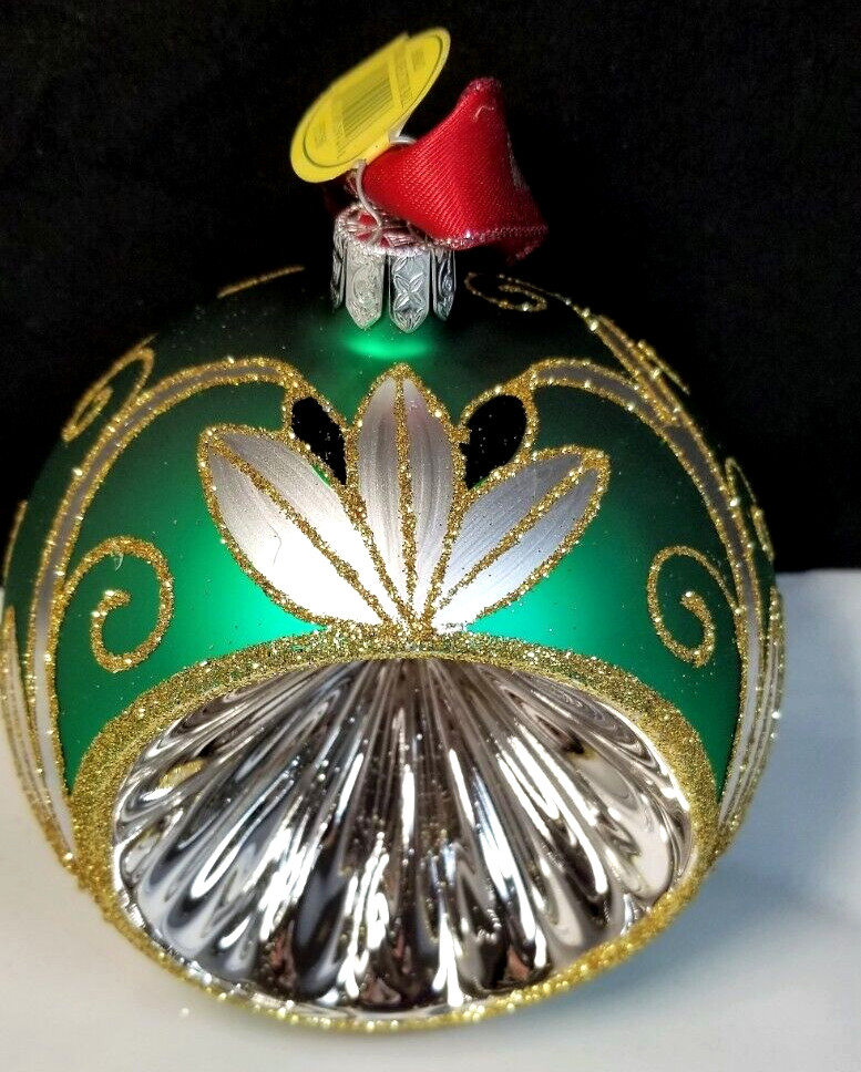 Waterford Holiday Heirlooms Emerald Scroll Reflector Ball Box w/tag # 155250