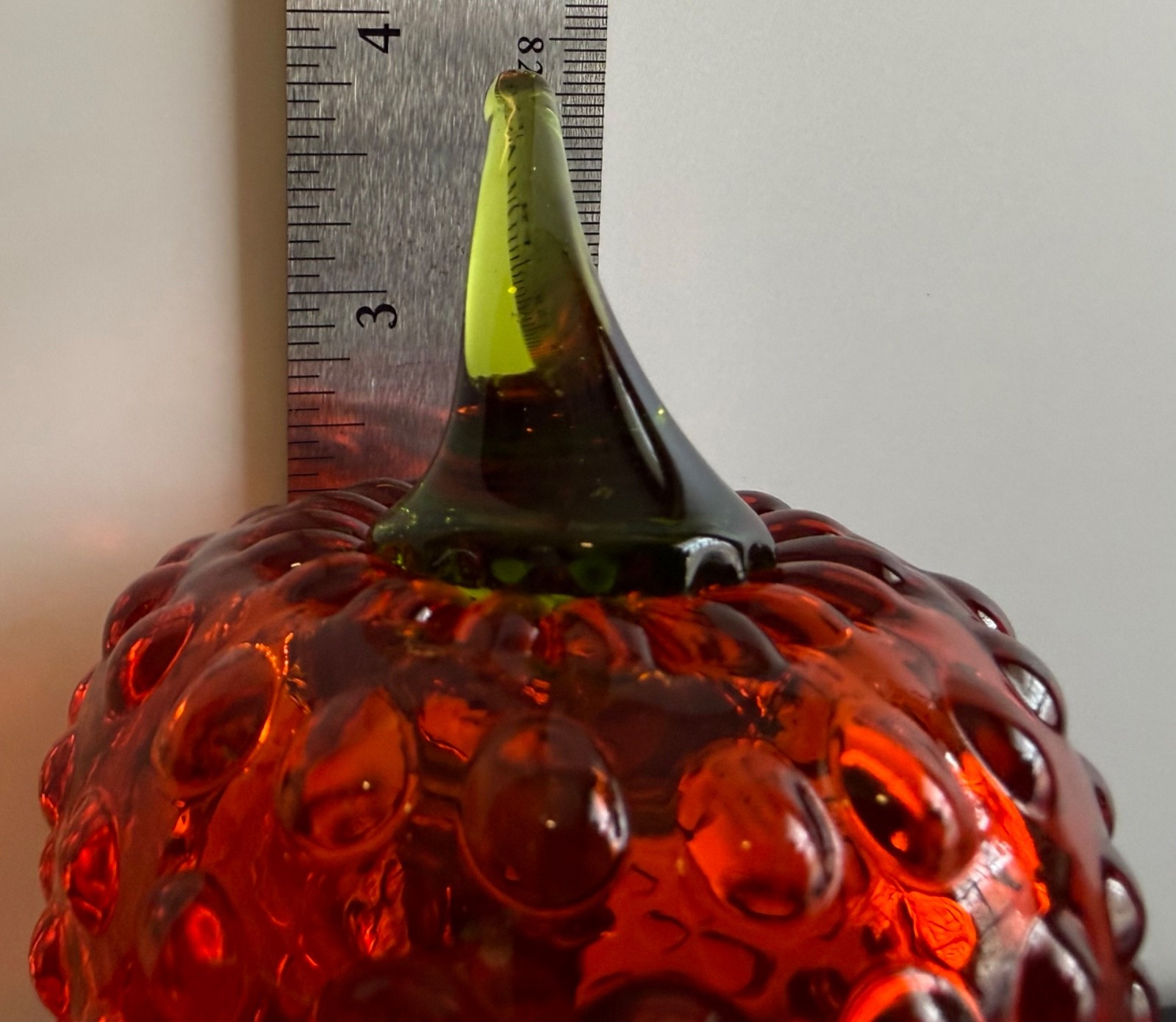 3.75” Persimmon Orange Viking #7294 Rainbow #832 Glass Berry Paperweight Fruit