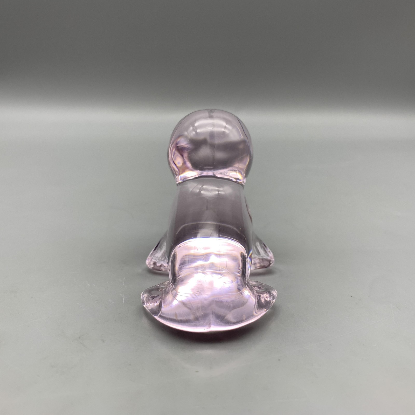 Vintage Oneida Pink Seal Figurine 24% Lead Crystal Art Glass Small Paperweight