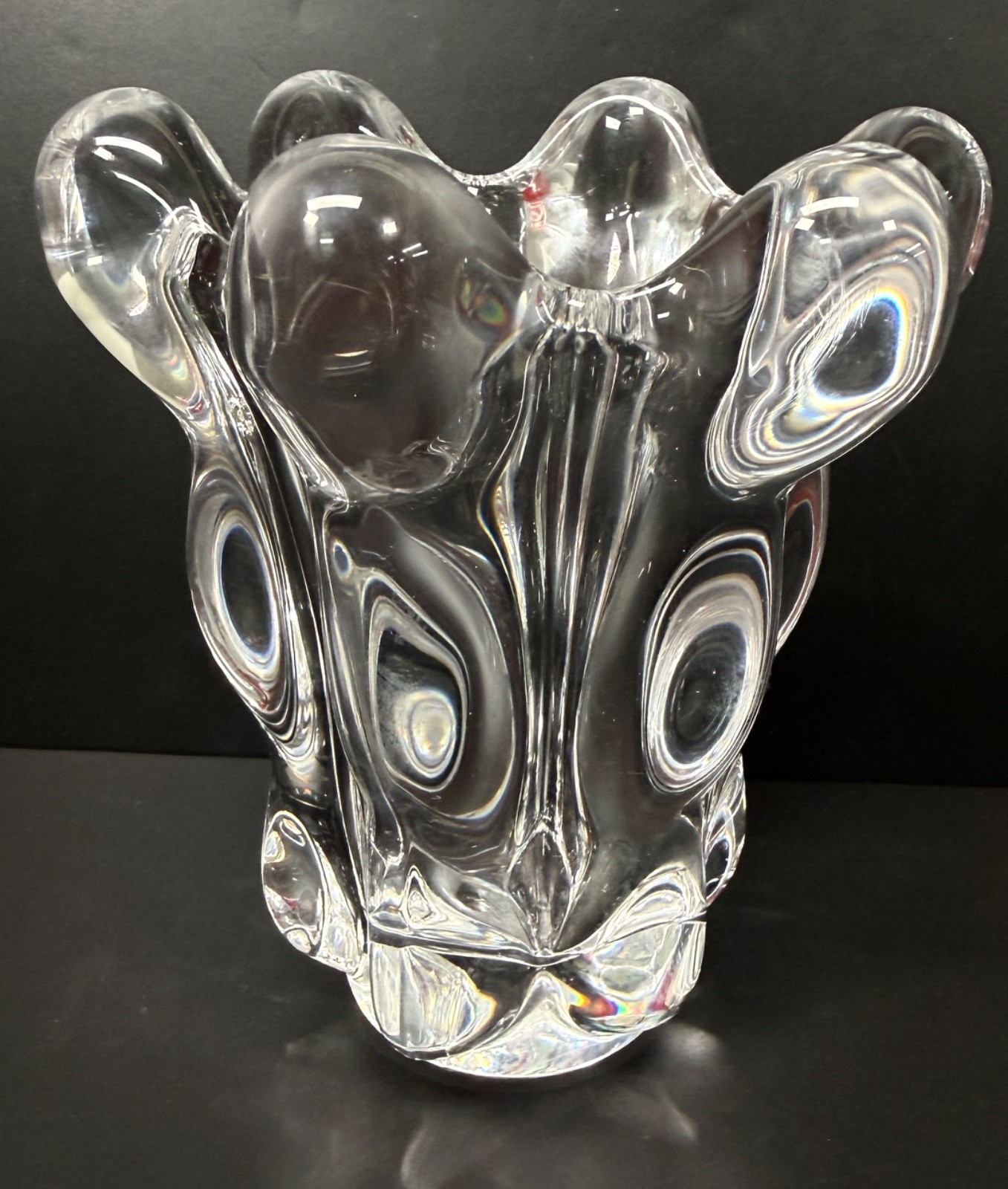 Art Vannes Le Chatel French Crystal Vase Art Deco Style