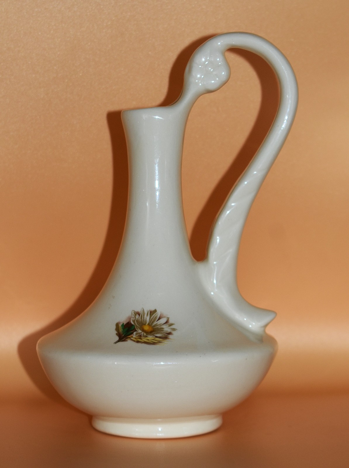 Midcentury Namron Art Deco Pottery Handmade Daisy Handled Vase Incised DP Mark