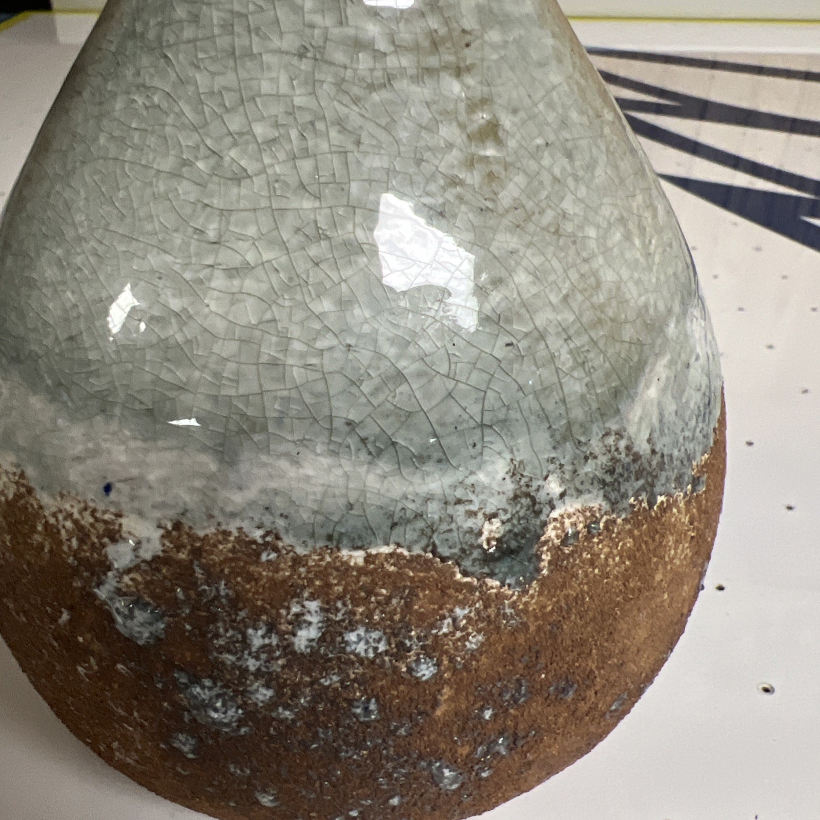 Studio Art Pottery Vase Blue/green & rust colors Handmade TAG (Registered name)
