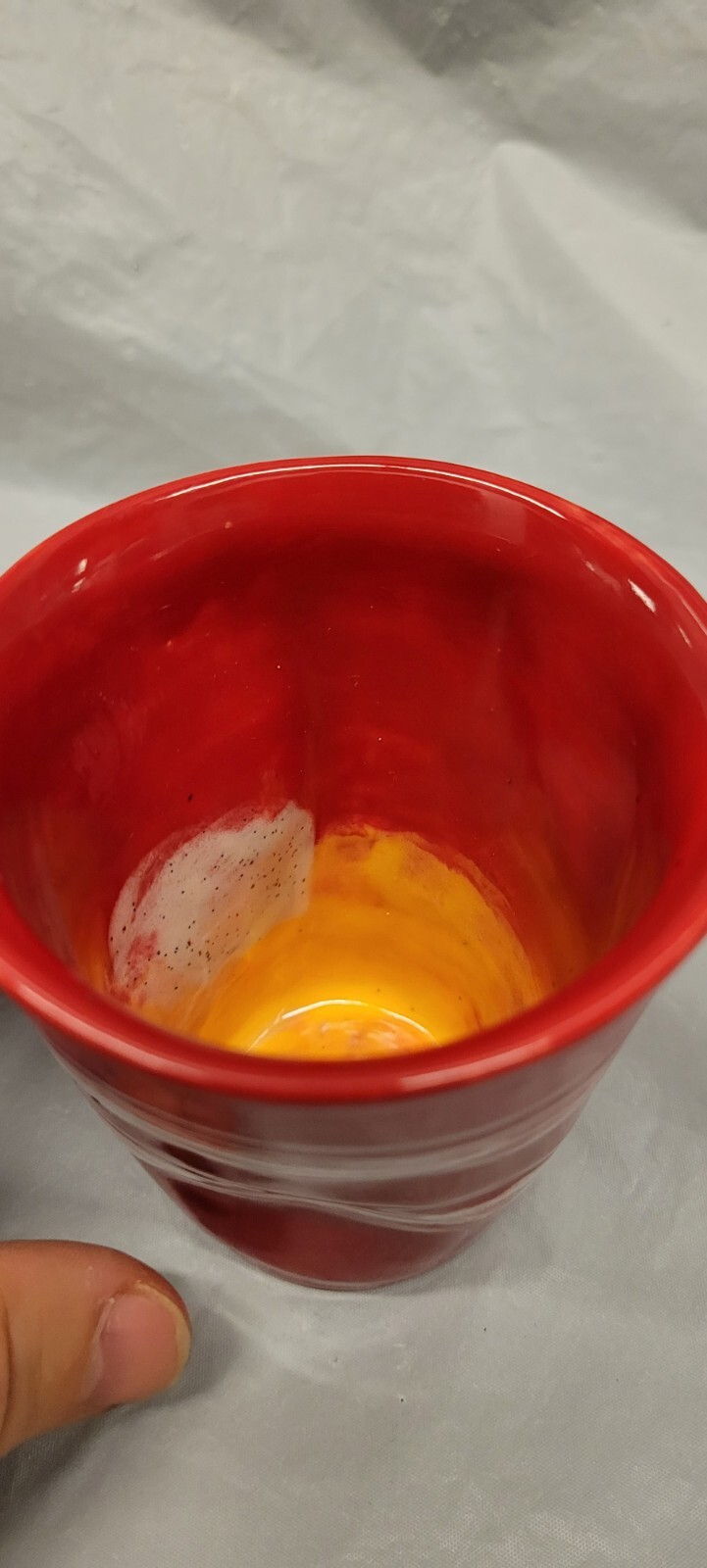Modern Art Pottery Red Cup / vase artist signed # 4024