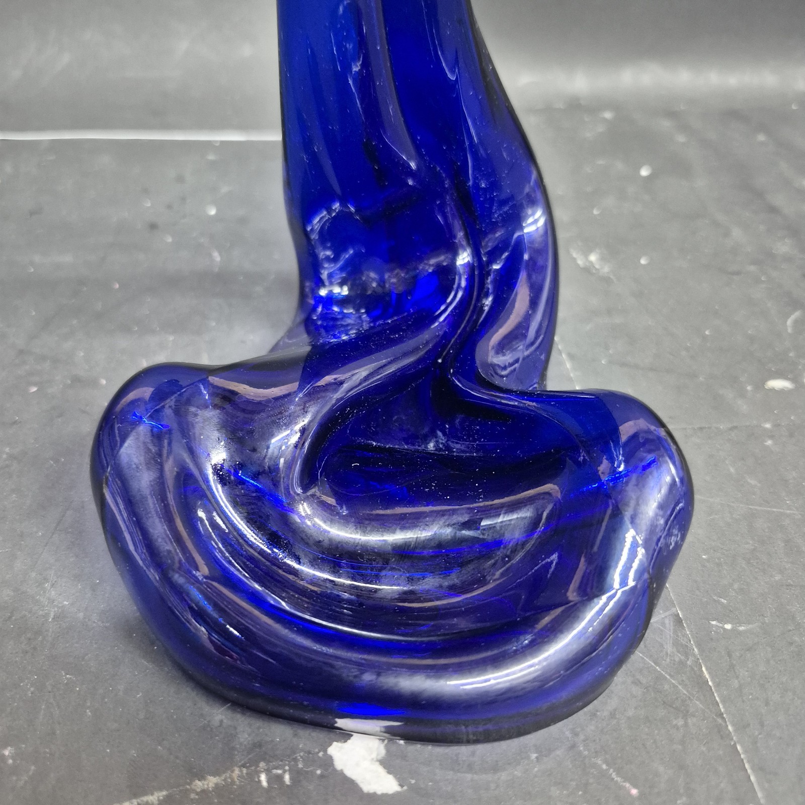 Vintage Hand Blown Cobalt Blue Phillips Milk Magnesia Bottle Art Glass Bud Vase