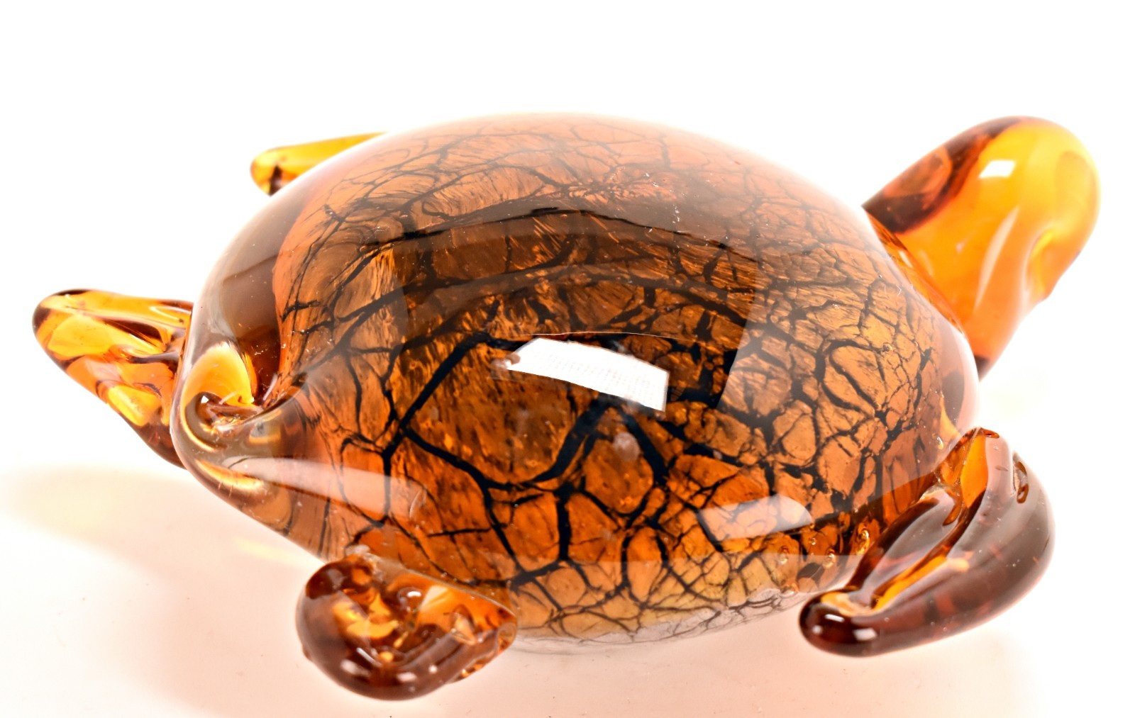 Murano Art Glass Marine Sea Turtle Amber Color Figurine Paperweight