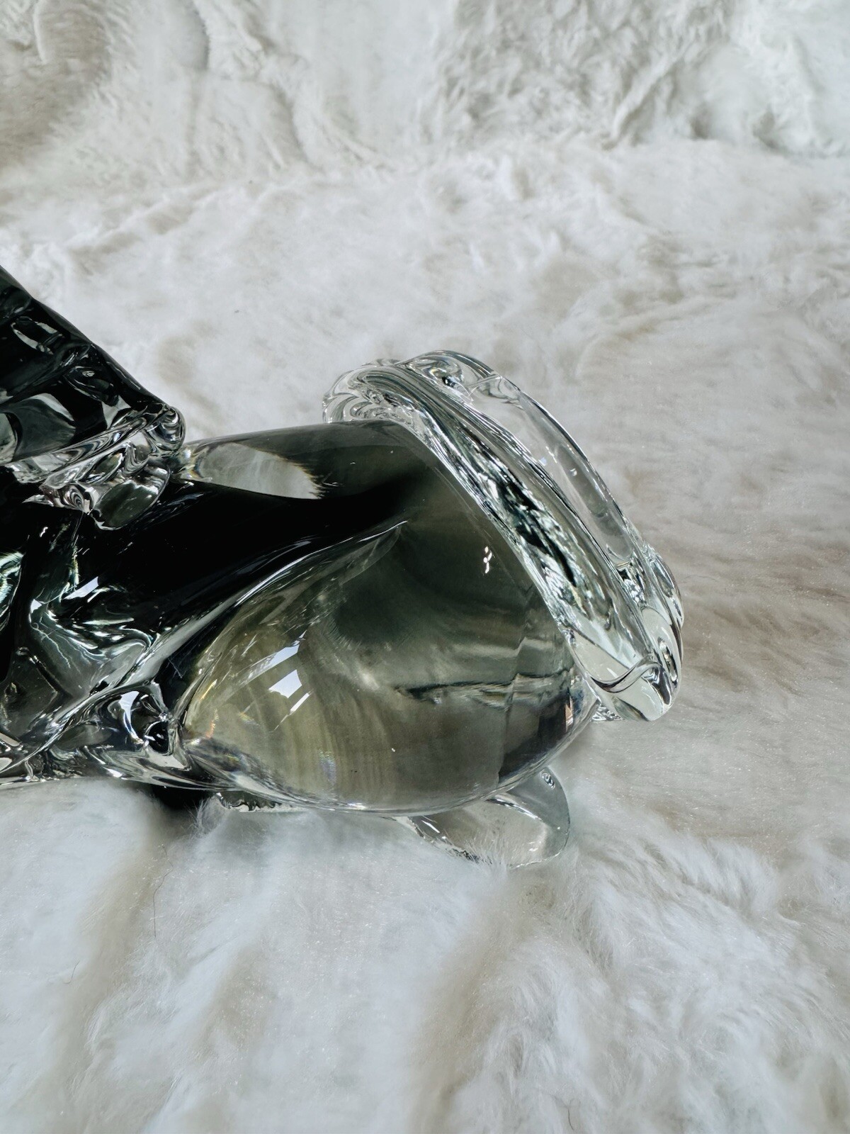 Murano Art Glass Unicorn Seguso Smoke Black Grey Crystal Paperweight