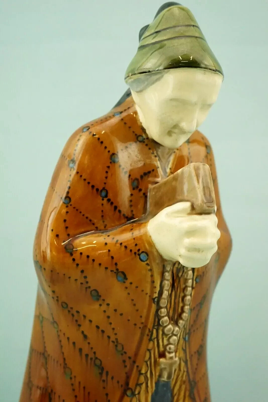 M. POWOLNY Wiener Keramik Ceramic sculpture Old woman Bible and rosary Austria