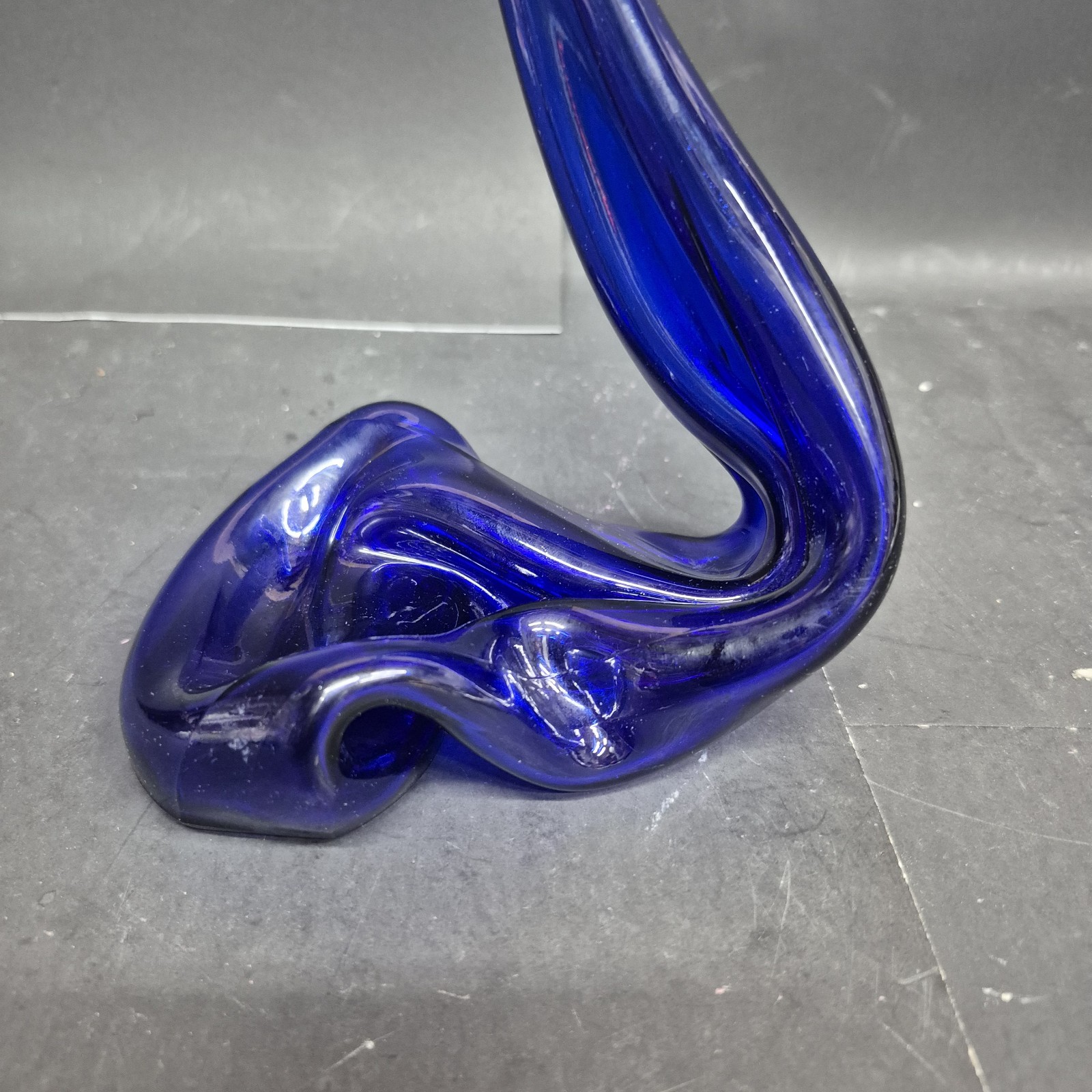 Vintage Hand Blown Cobalt Blue Phillips Milk Magnesia Bottle Art Glass Bud Vase