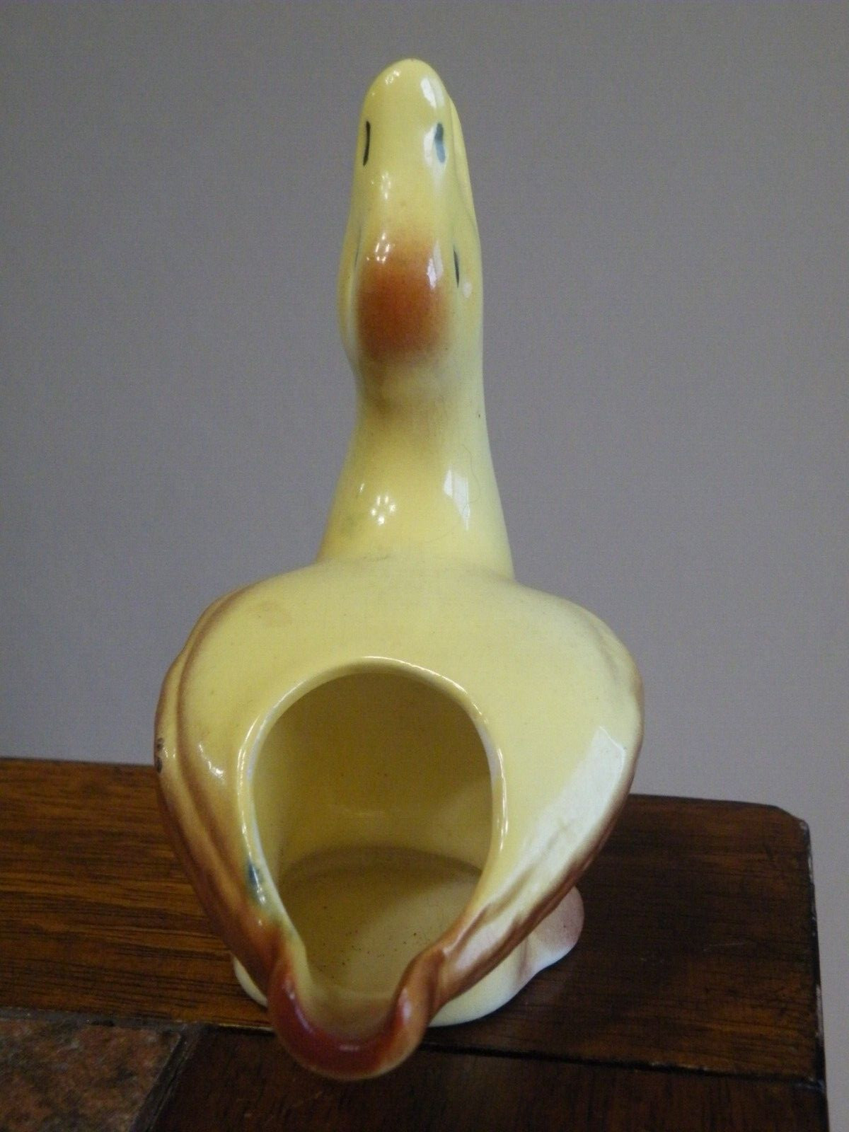 VINTAGE ceramic YELLOW Duck FIGURINE Ashtray Trinket Dish MCM Free Ship