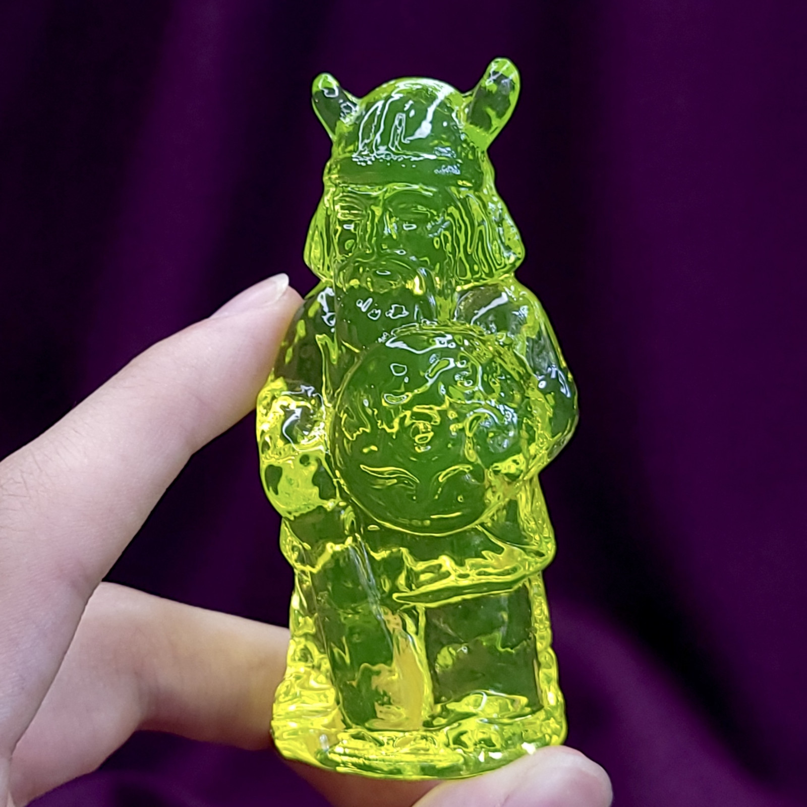 Viking Uranium Glass Collectible Vaseline Yellow Glass Figurine Art Glass