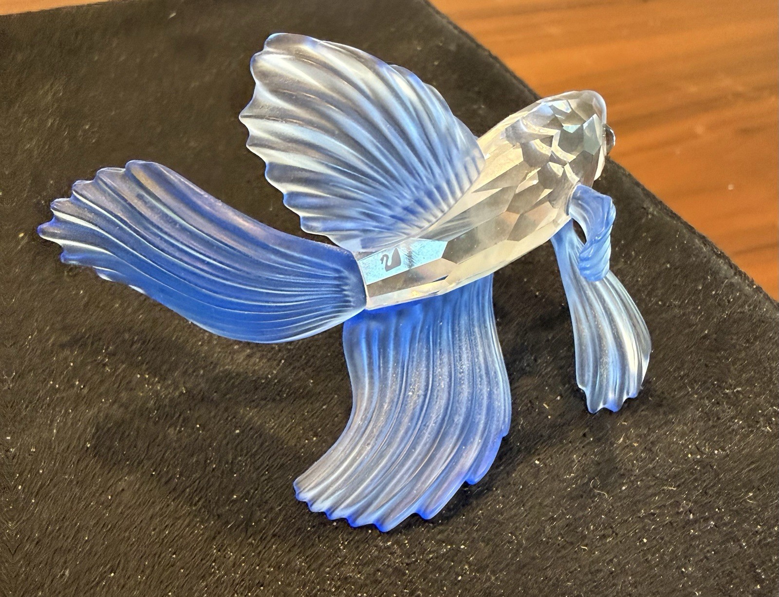 Swarovski Blue Glass Fish Figurine Glossy Decorative Collectible