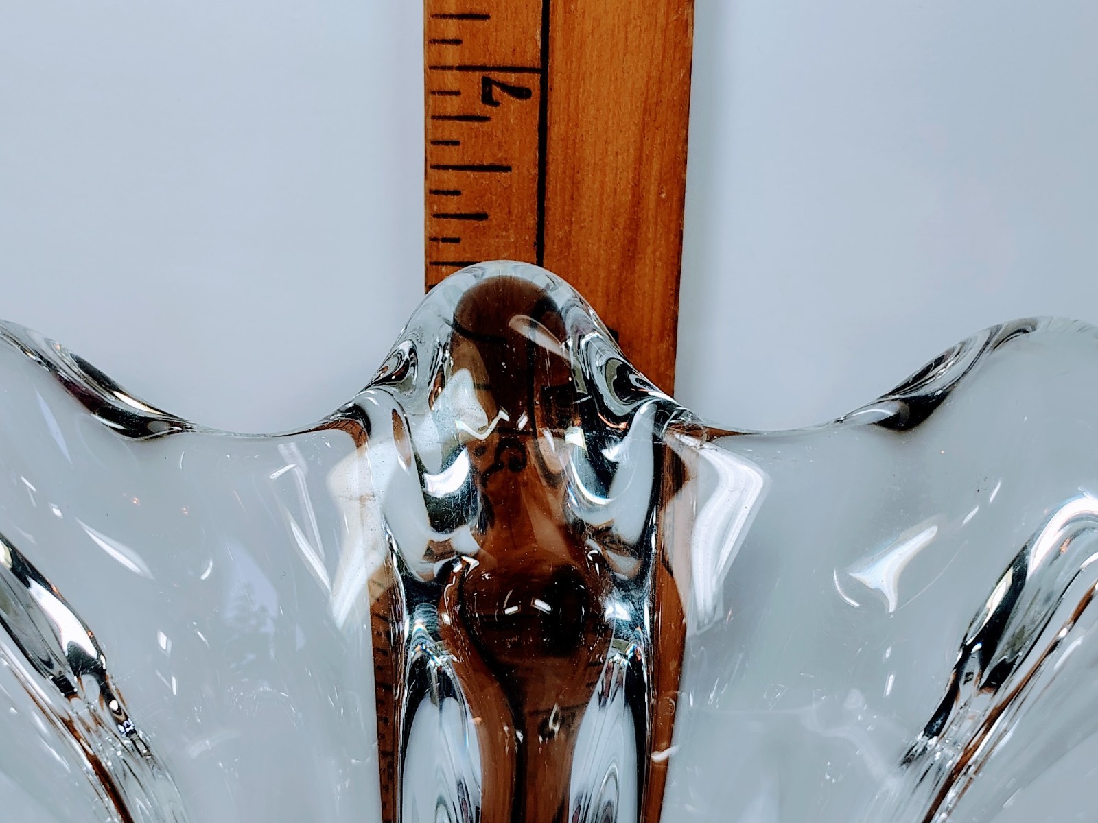 Vintage Art Vannes Le Chatel French Crystal Splash Vase MCM France Heavy