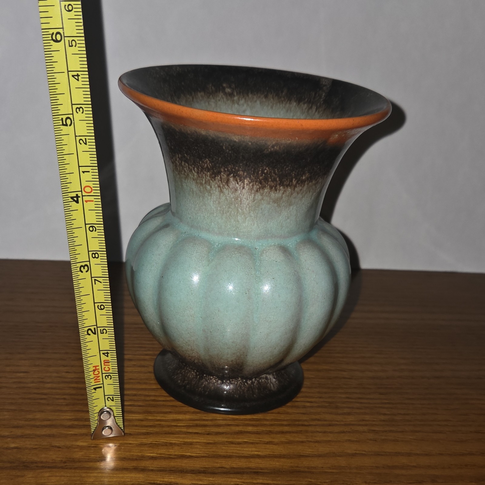 Scheurich Germany Art Pottery Ceramic Vase Blue Brown 5.5 in
