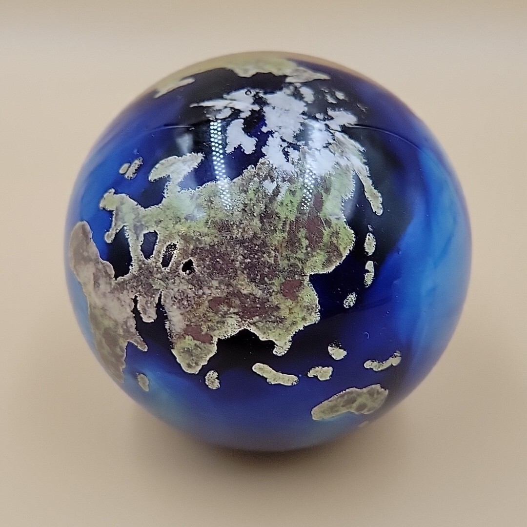 Lundberg Studios Art Glass World Globe Paperweight From 2007 Signed 2.75 Inches
