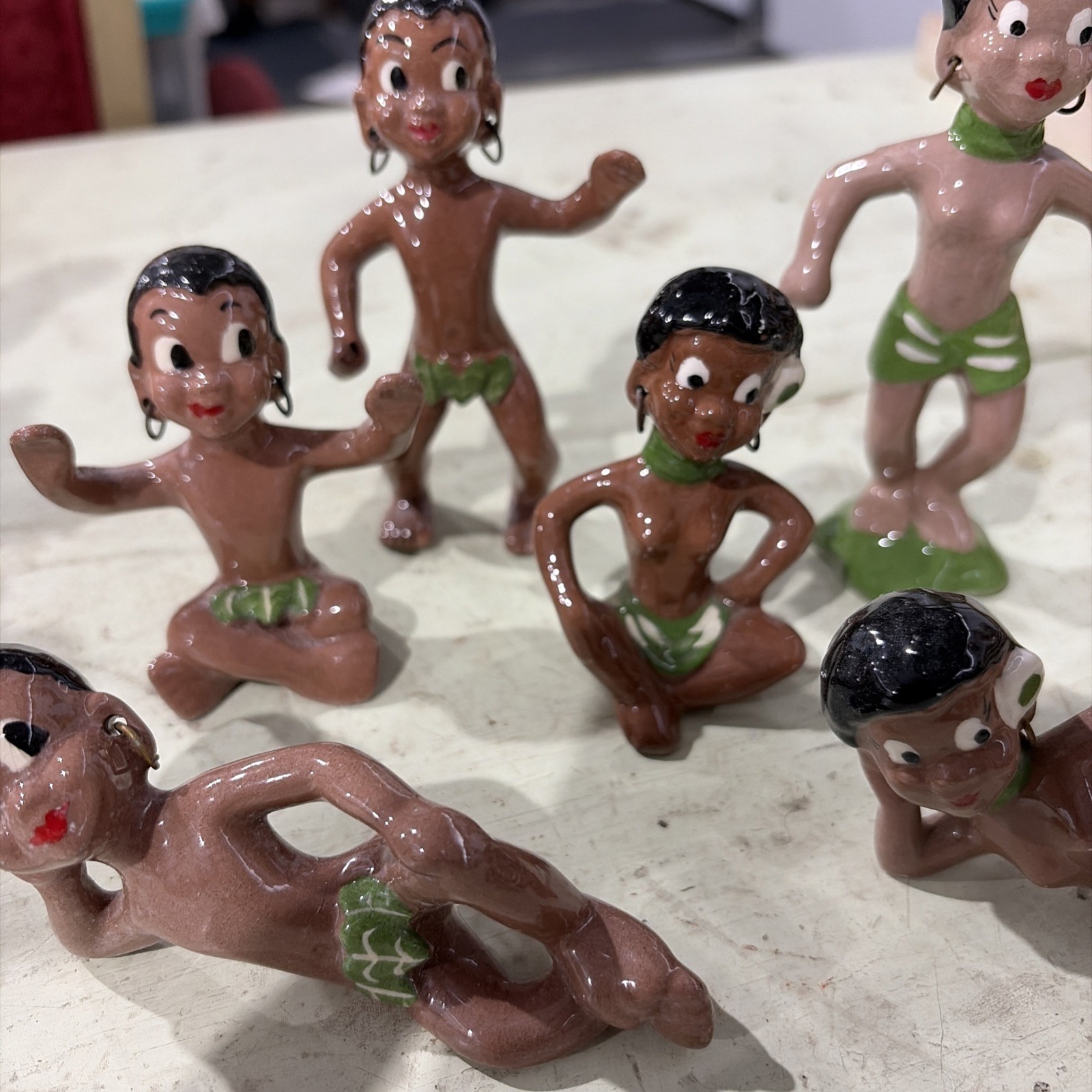 California Gilner Pottery Pixie Happy Cannibal 1950’s (6 ) Hawaiian Polynesian