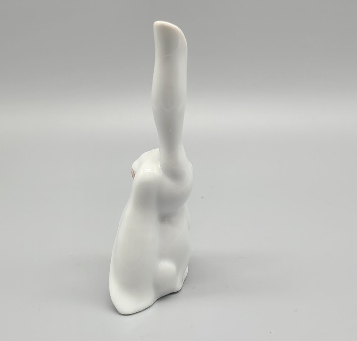 Vintage Herend Hungary White Bunny Rabbit One Ear Up One Ear Floppy Red Eyes