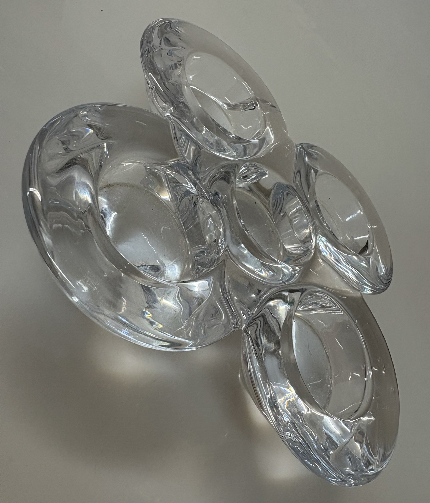 Vintage Crystal 5 Tea Light Votive Candle Holder Diamond Honeycomb Rare Design