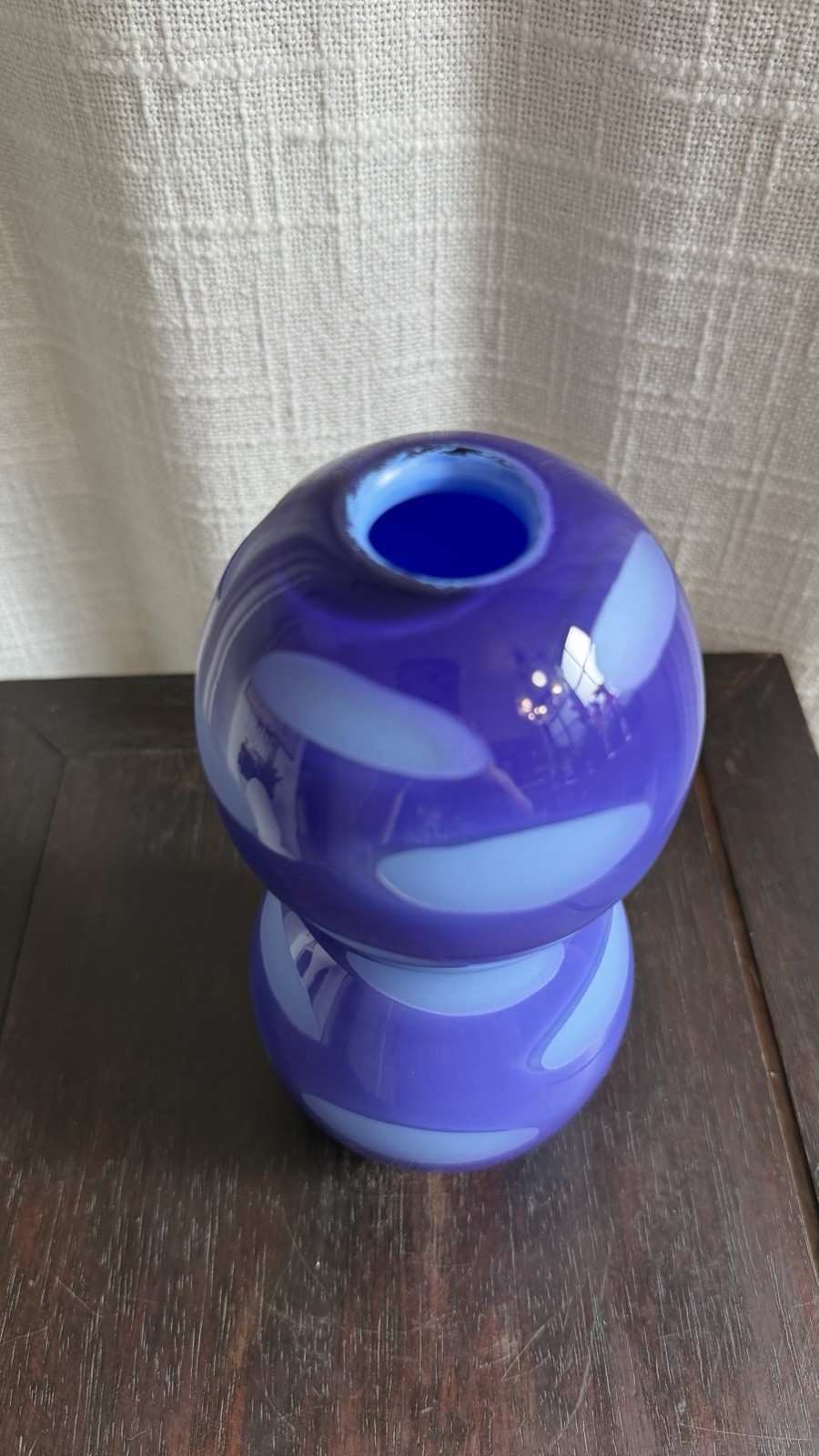 Kosta Boda By Gunnel Sahlin Contemporary Spotted Purple Glass Bulb Vase 7.5”