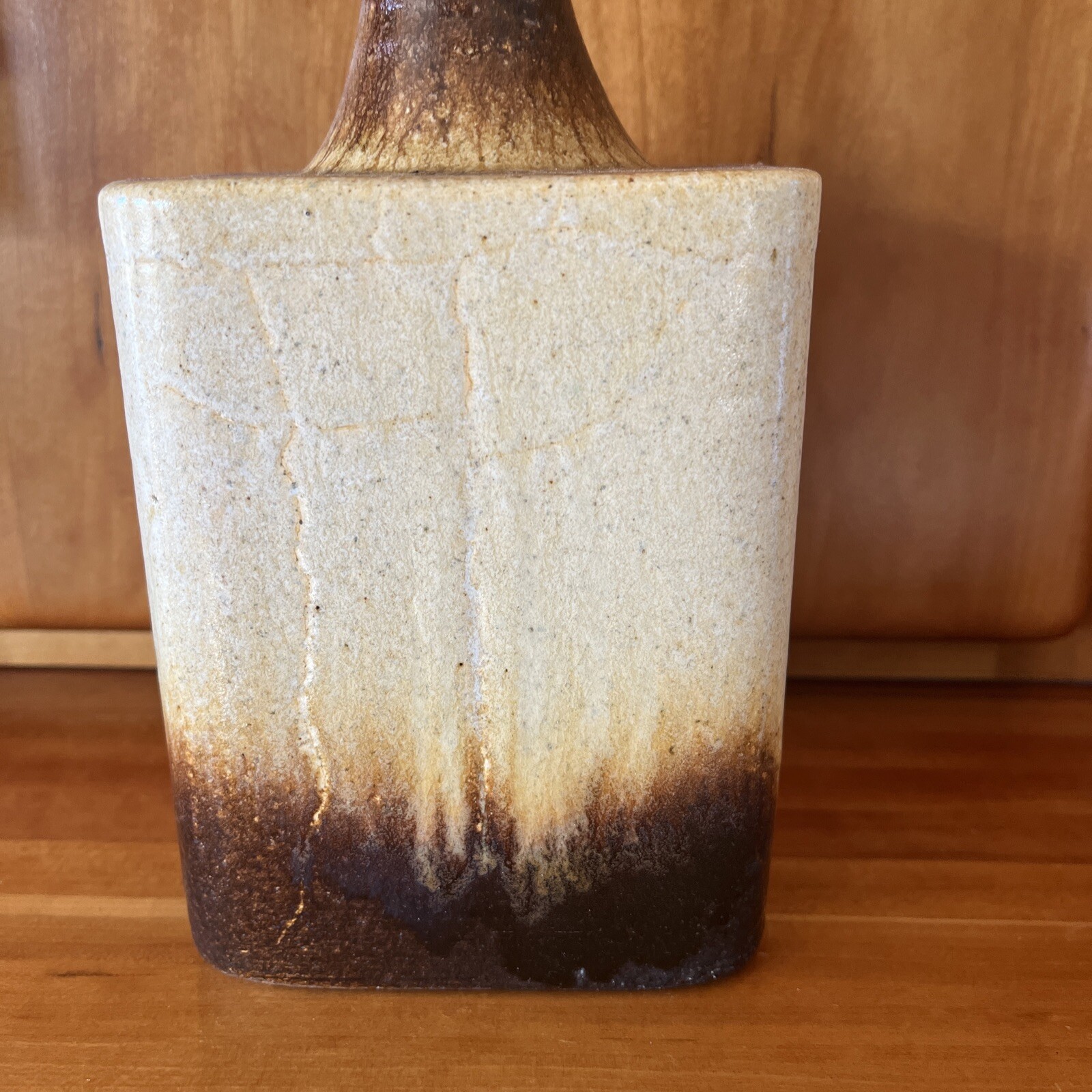 Vintage Art Pottery Long Bottle Neck Vase Artist Signed 1978 -Daniel Cassiet?