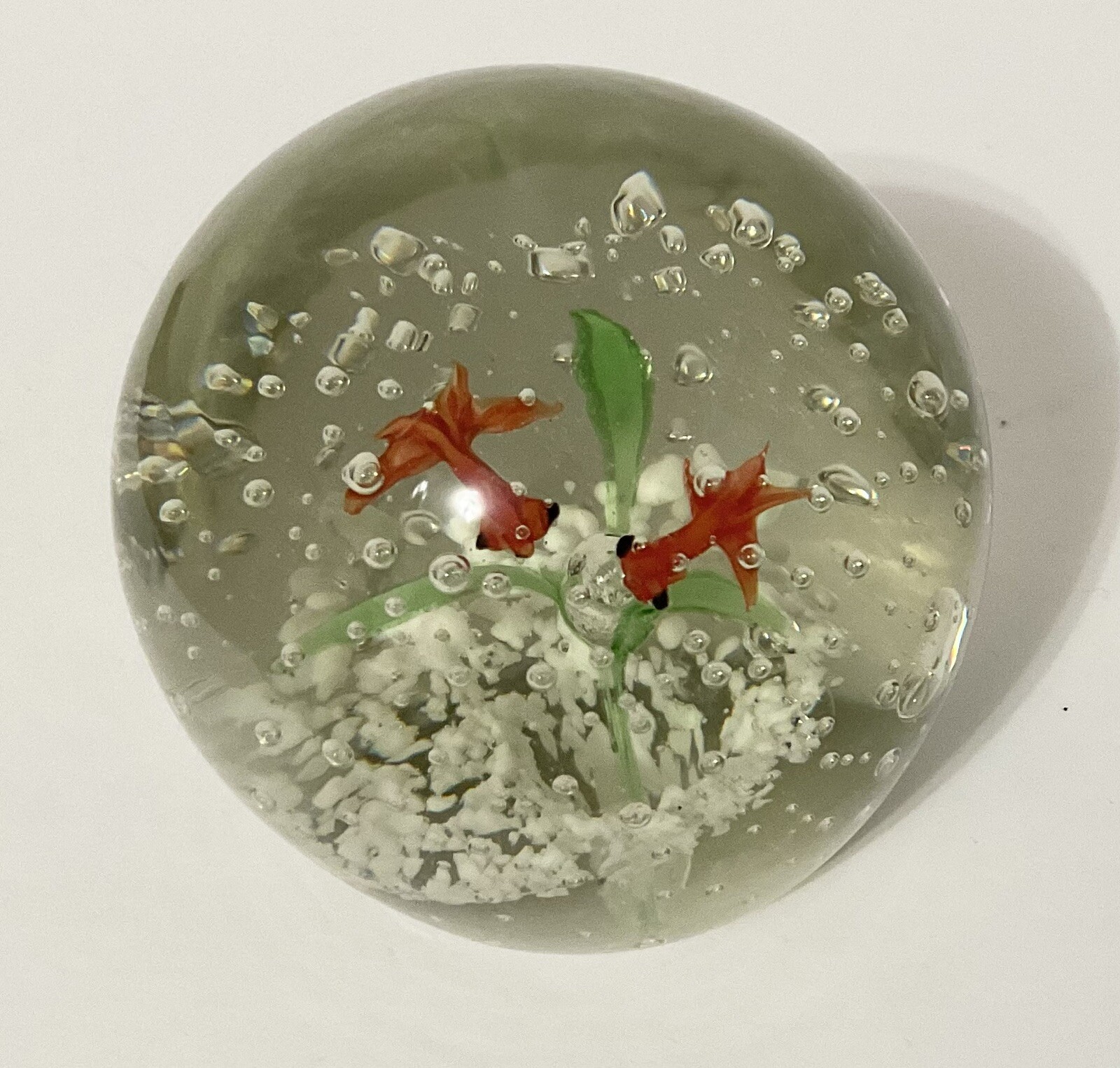 Vtg Aquarium Style Gold Fish Paperweight 2.25” Ocean Water