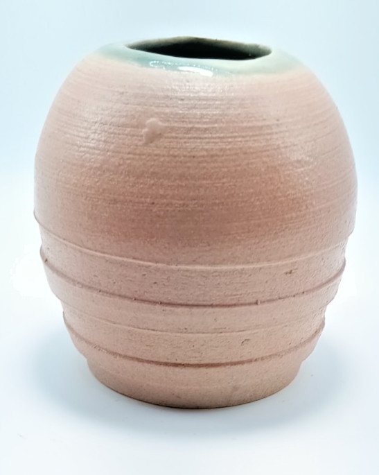 Handmade Pottery Vase Signed Angie, Height 3-1/2″ by 3-1/2″ Diameter.