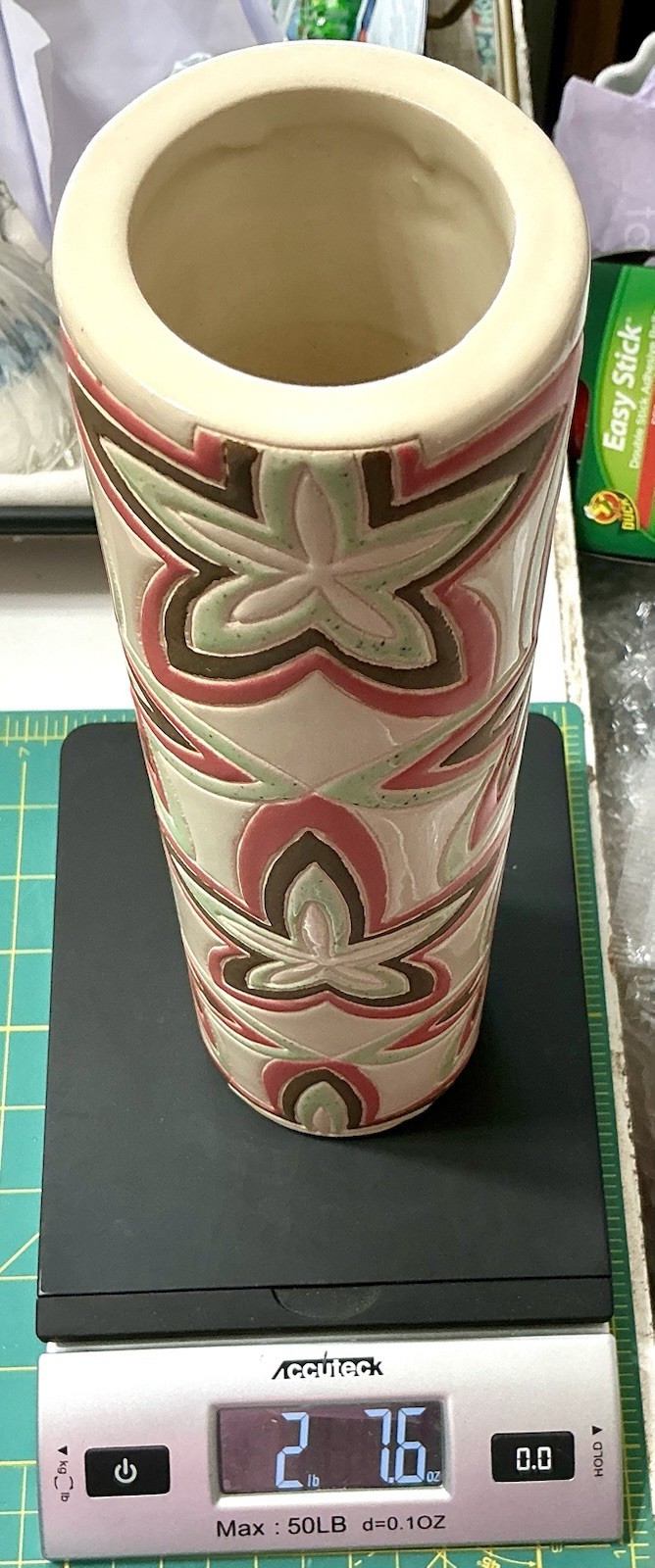 NorCal Tall Vase Pottery Ceramic 11” Coastal Beach Starfish Coral, Seafoam, Sand