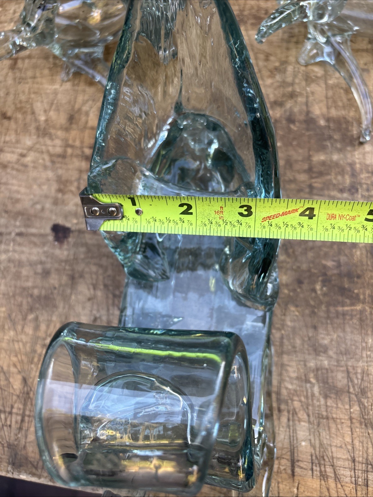 RARE Vintage Hand Blown Glass Sleigh And Reindeer Blue Nose. Read Description