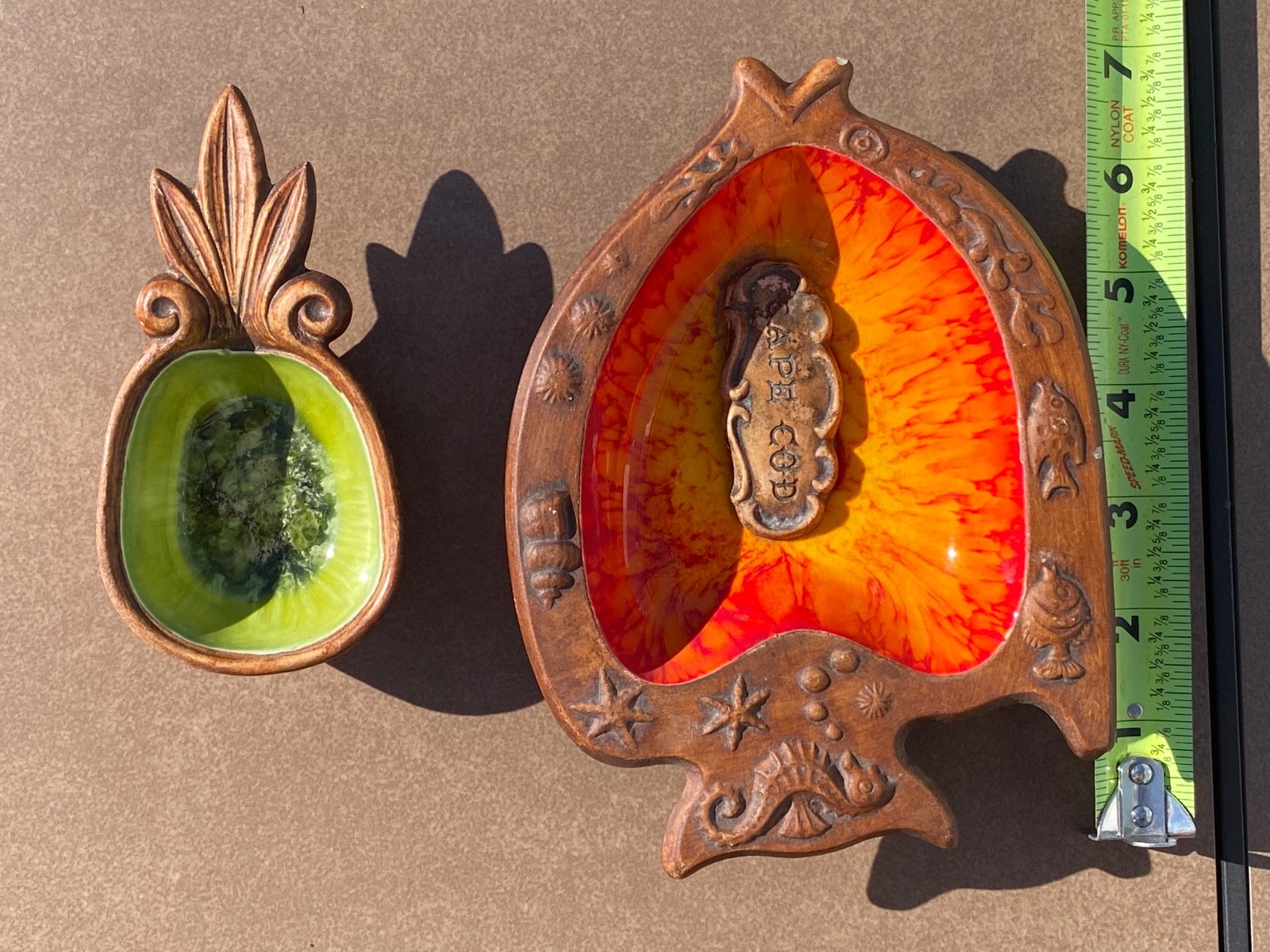 1962 Treasure Craft of Hawaii Pineapple Dish + Fish Ashtray/Trinket Dish