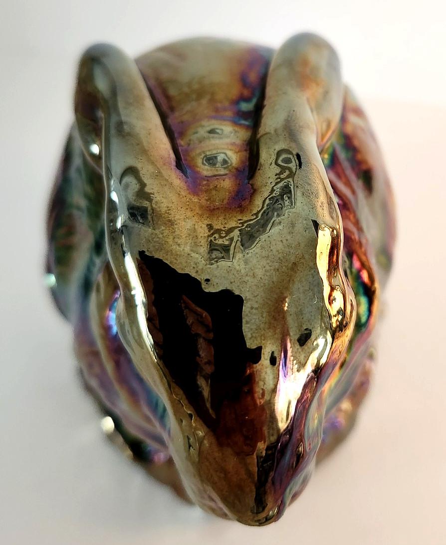 Vtg. Fenton Amethyst Carnival Glass Rabbit, 6″