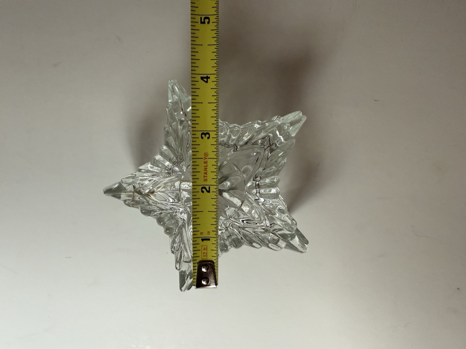 Star Shaped Clear Glass Small Trinket Box Made In Romania Vtg