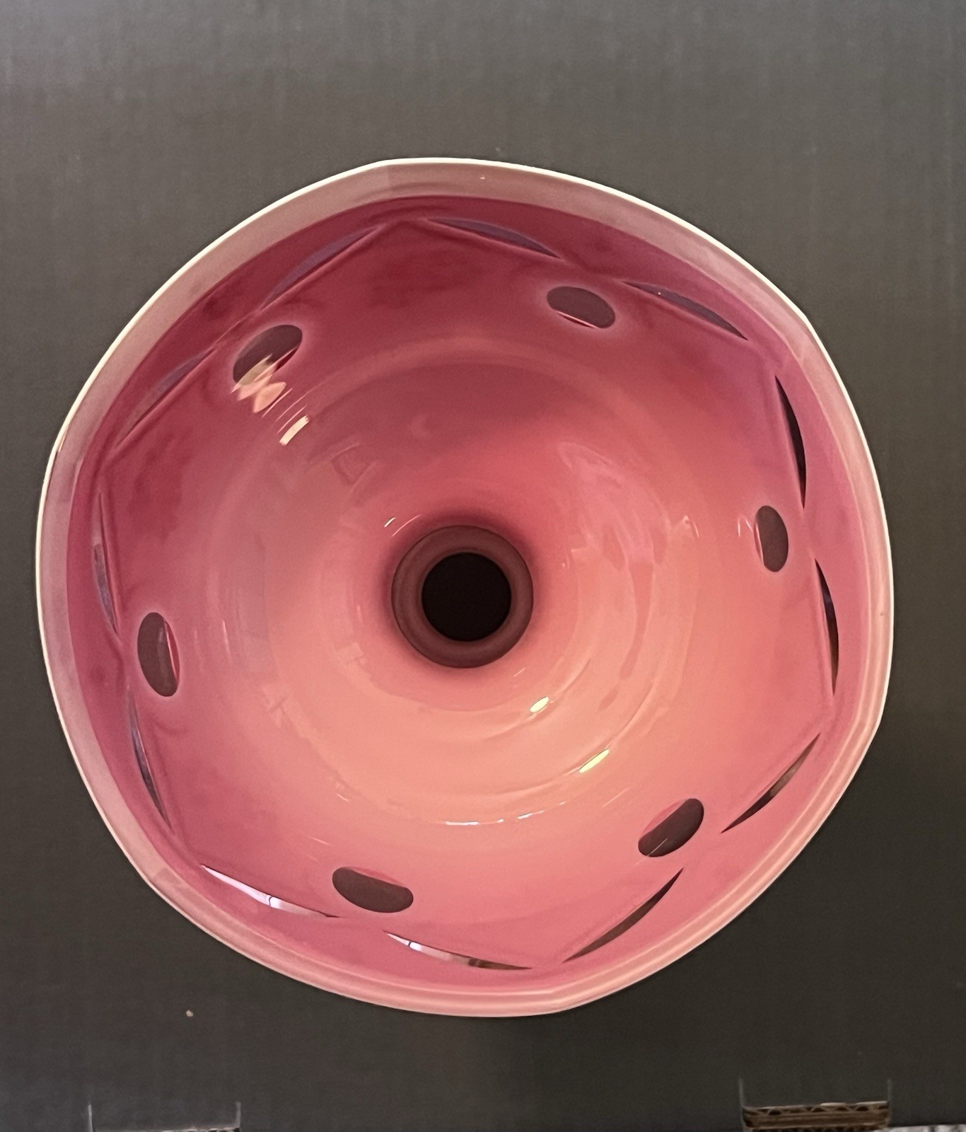 Bohemian Czech Moser Glass Cased White Cut To Cranberry Pedestal—9.75”