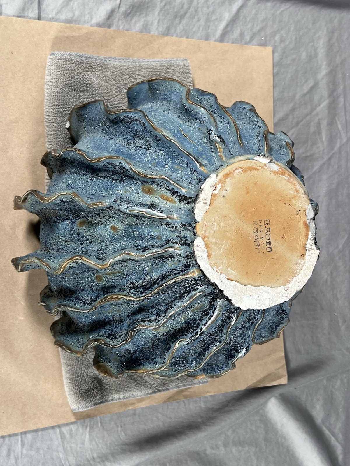 Des Pots Blue Glaze Vintage Netherlands Pottery Coral Style Planter Stonewear