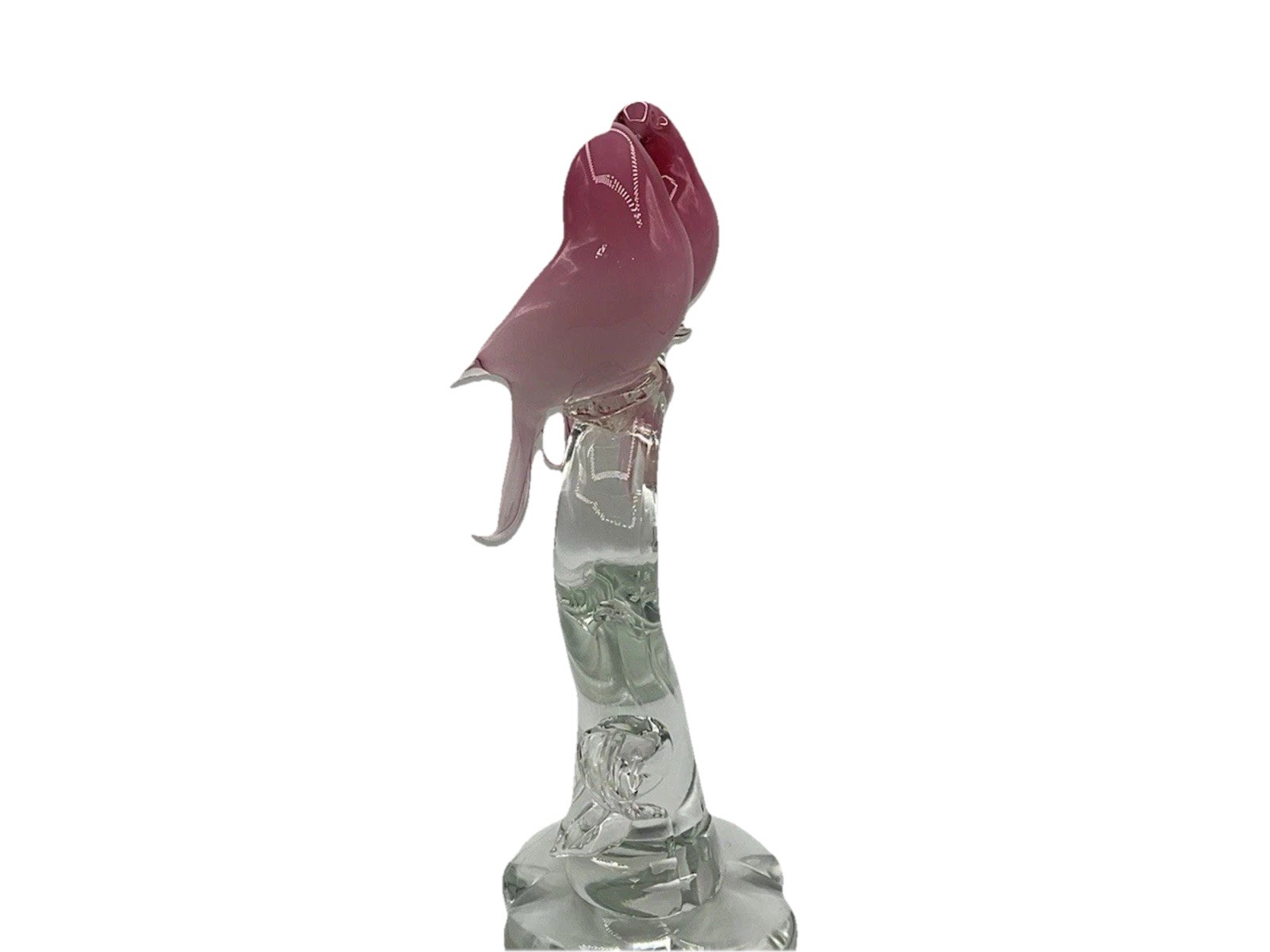 SUPER RARE Vintage Hand Made Italy MURANO Glass Pink Doves In Love Sculpture