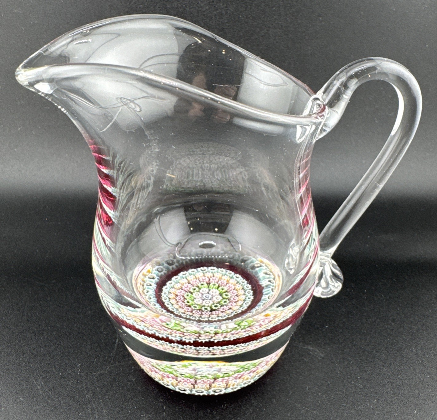 PERTHSHIRE Crieff Scotland Millefiori Paperweight/Pitcher/Creamer Small Glass 4”