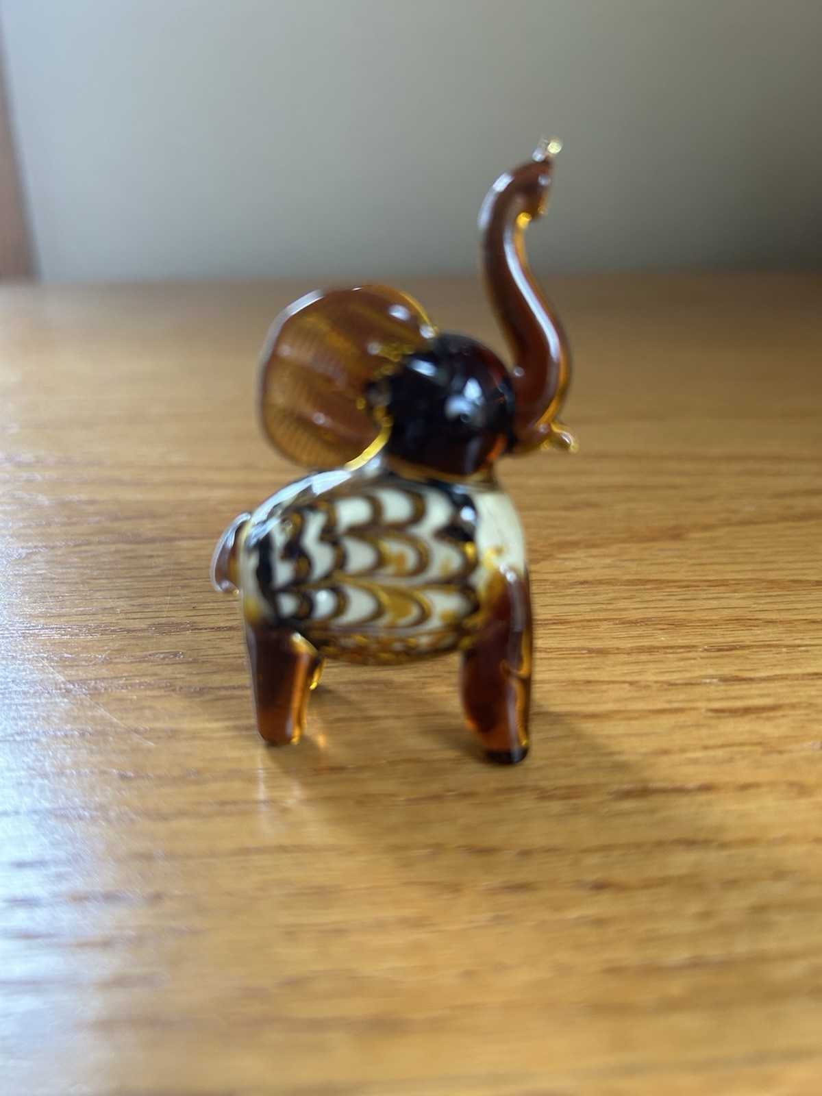 Miniature Art Glass Elephant Trunk Up Good Luck Mini Figurine Hand Blown