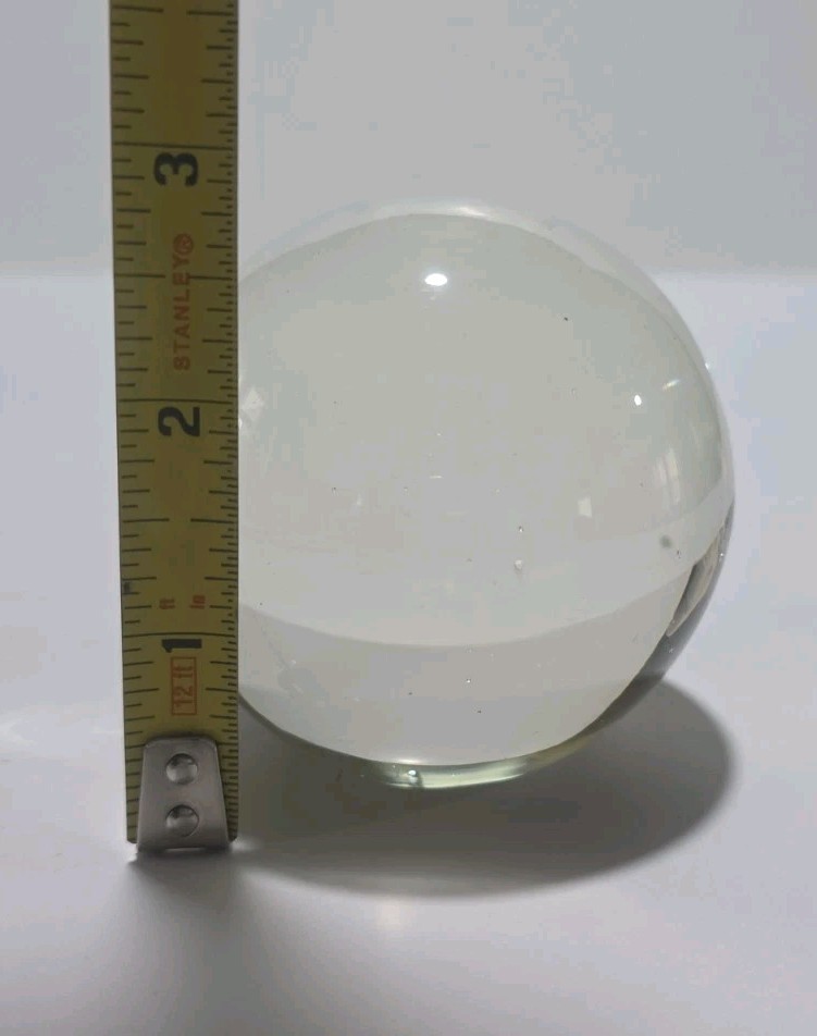 Clear Round Paperweight Art Glass Sphere Ball 3″ Tiny Bubbles