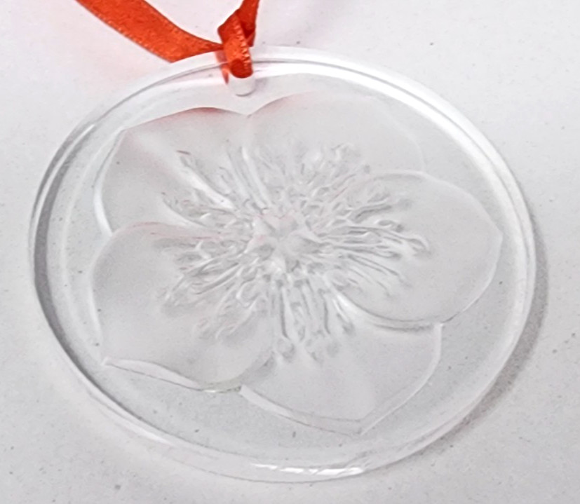 2004 Lalique France De Noel Hellebore Christmas Ornament In Box