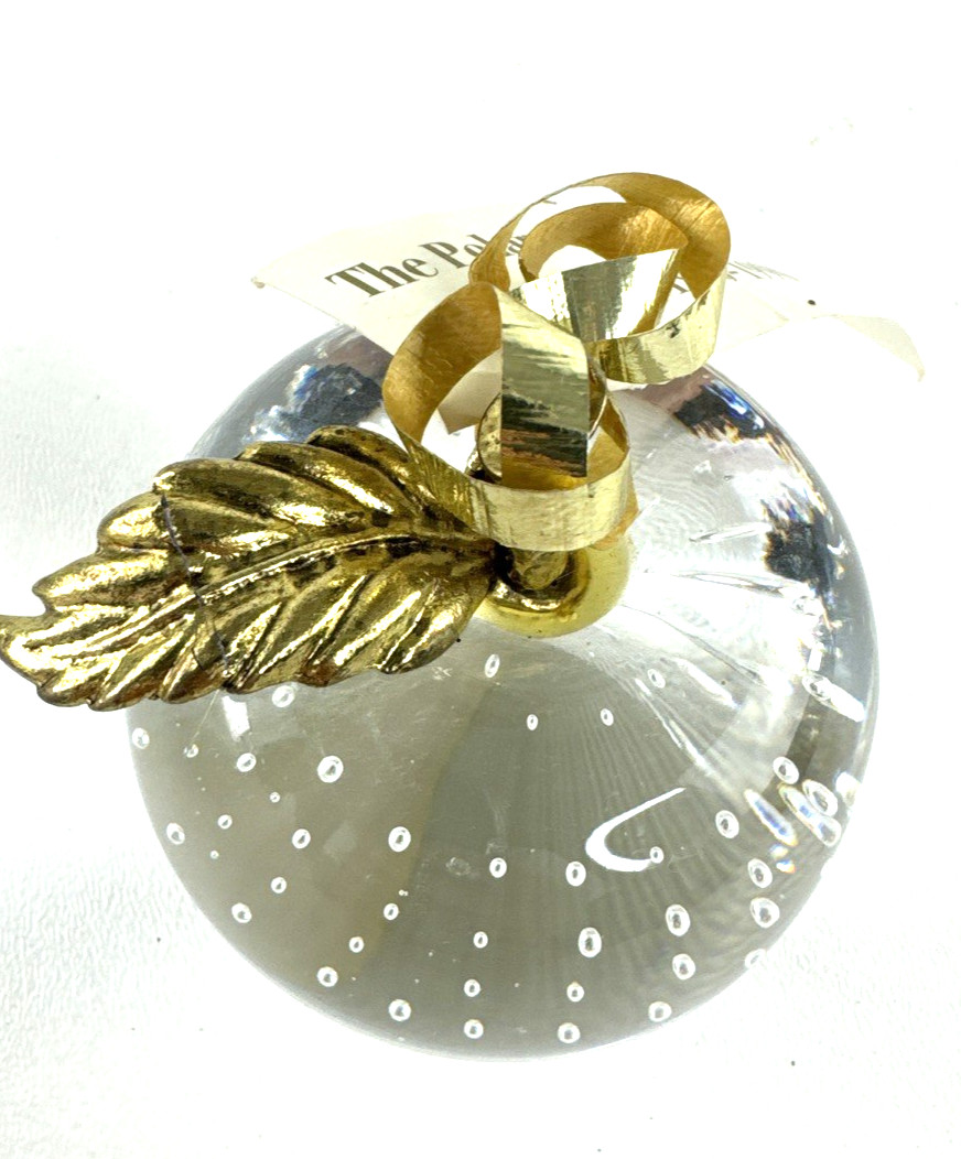 Glass Apple Hand Blown Controlled Bubbles Paperweight Polaroid Education 1986-96