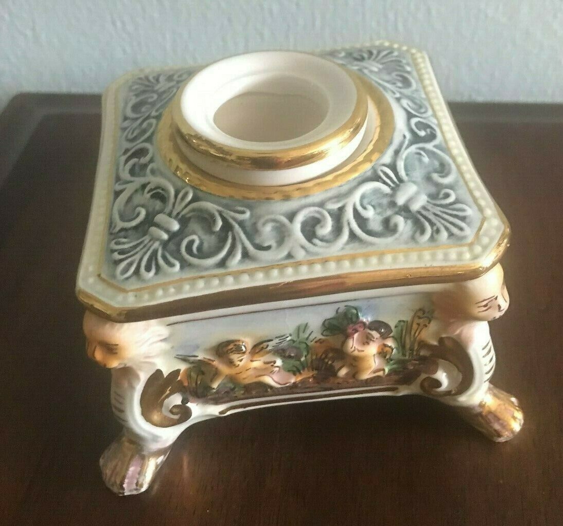 Vintage MIDCENTURY Brand new CAPODIMONTE INKWELL