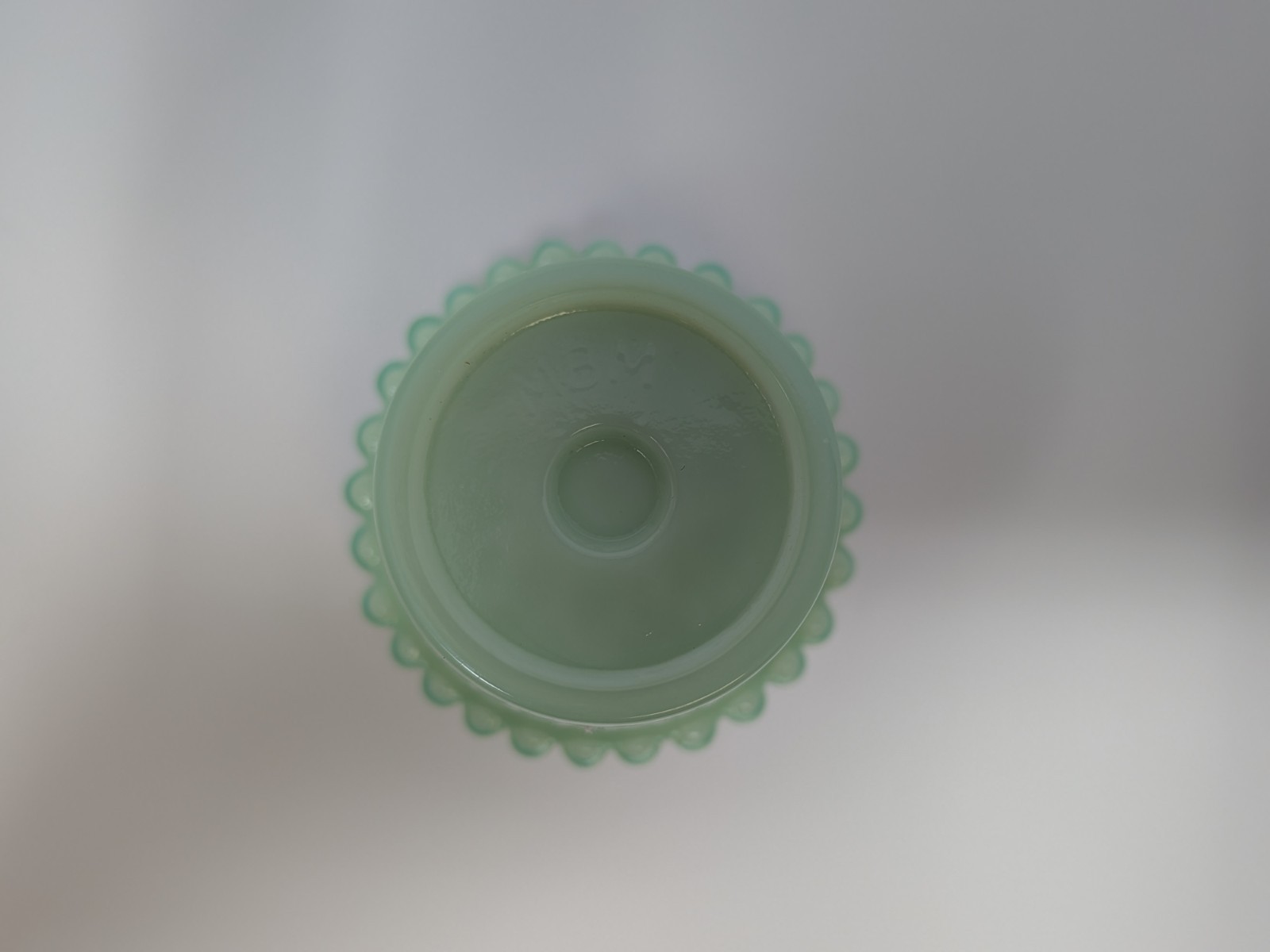 Martha Stewart Collection Fenton Satin Green Jadeite Glass 2 3/8″ Tall – MBM