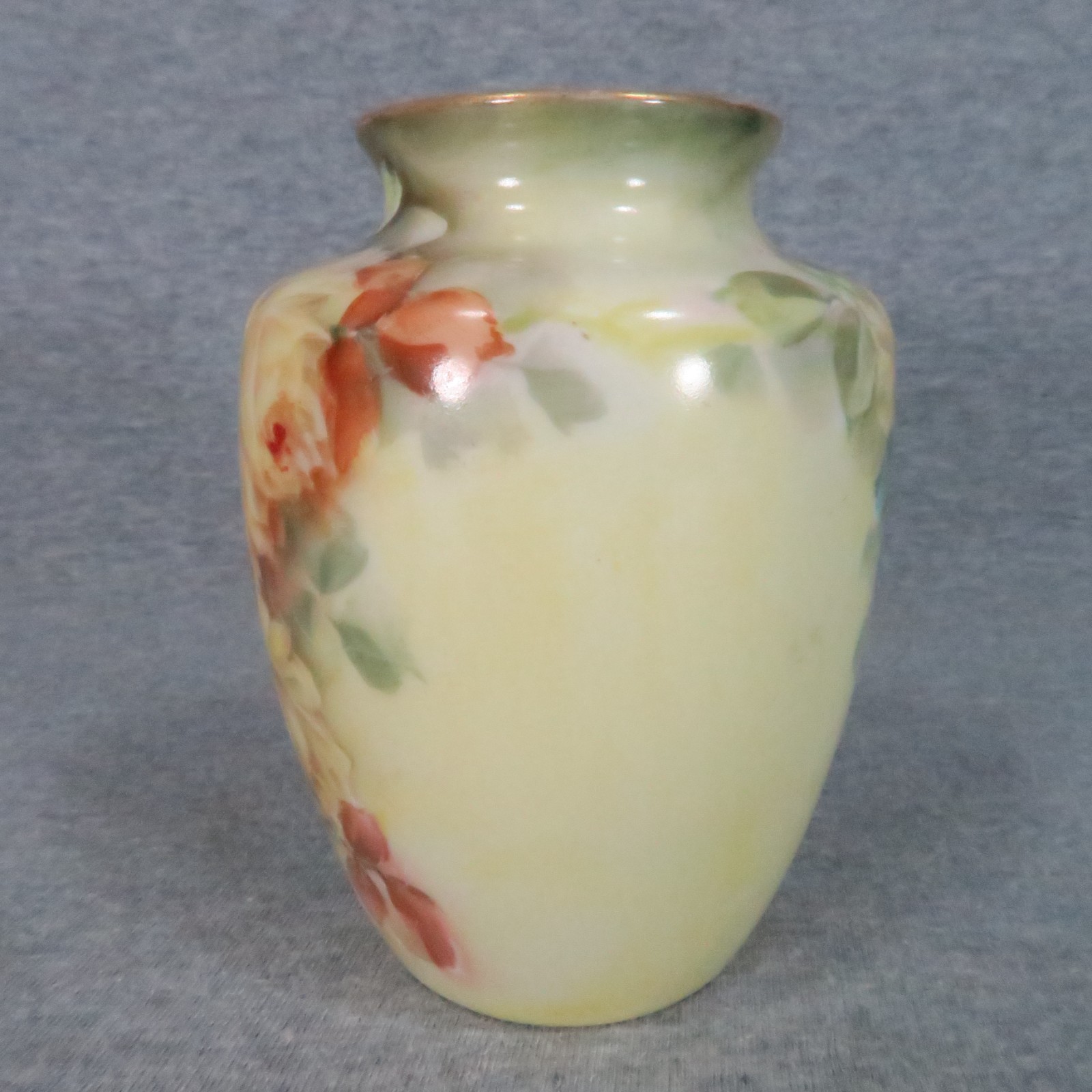 Fraunfelter China Hand Painted Vase Floral Rose Bouquet Antique Cottagecore