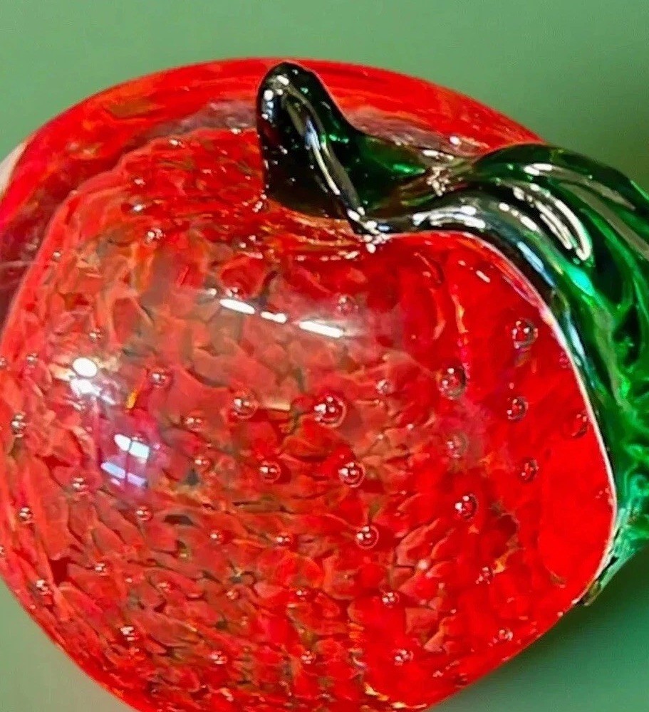 Vintage Lenox Controlled Bubble Glass Apple 🍎 Paperweight Teacher Cute Orchard